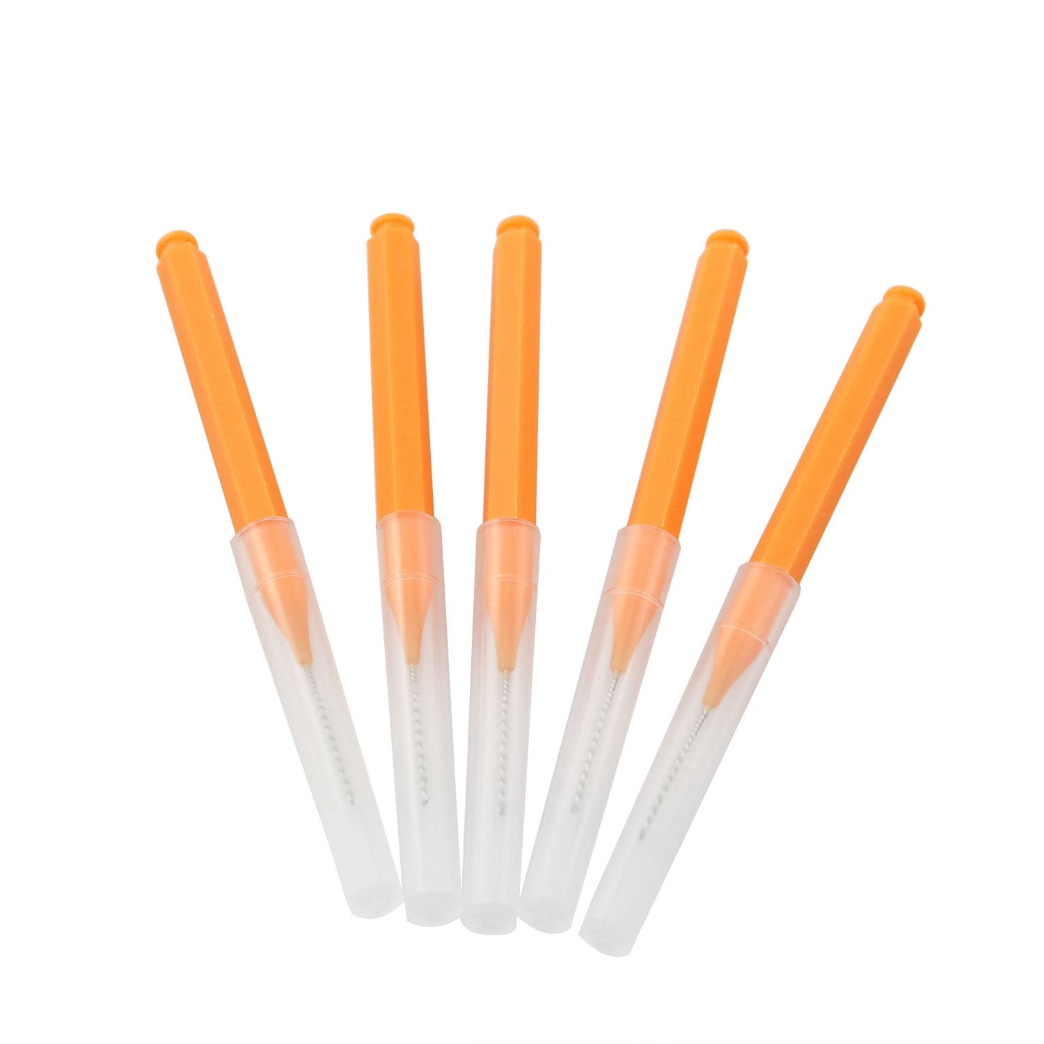 5-Pack Orange Shower Head Cleaning Brushes - Shower Nozzle & Hard-to-Reach Surface Cleaner for Bathroom Fixtures, Computer Keyboards, Phone Ports - Perfect for Deep Cleaning Grime & Dust in Tight Spaces