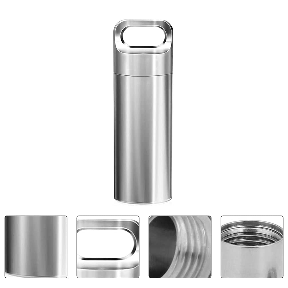 1pc Titanium Alloy Pill Box Keychain - Sealed Medicine Organizer with Reminder, Mini Travel Pill Case Holder for Daily Medication & On-the-Go Use (Perfect for Travel, Work, Gym & Outdoor Activities)