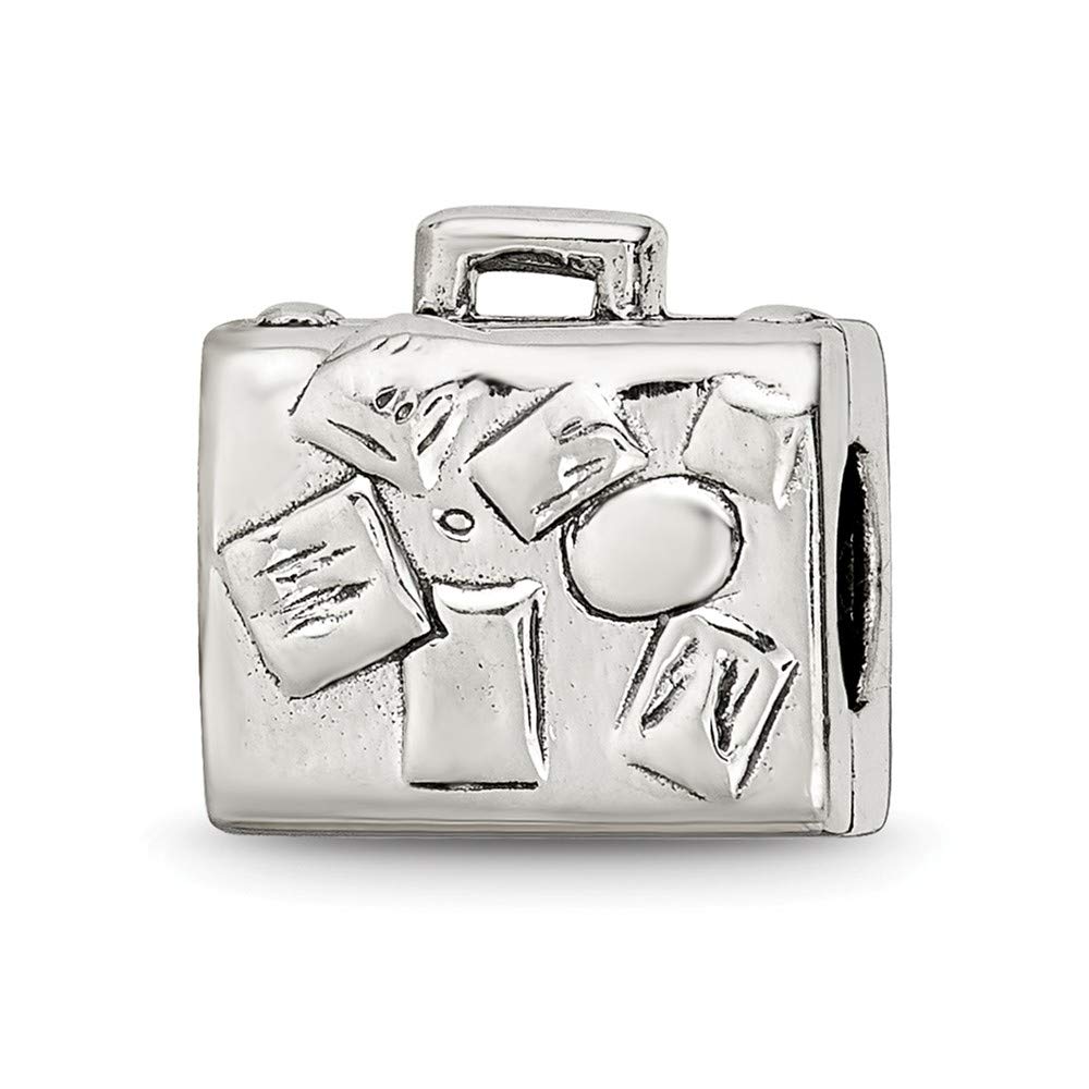 925 Sterling Silver Suitcase Charm Bead - 10mm Tiny Travel Pendant for Jewelry Making, Bracelets & Necklaces - Perfect for DIY Crafting, Gifts & Travel-Themed Accessories
