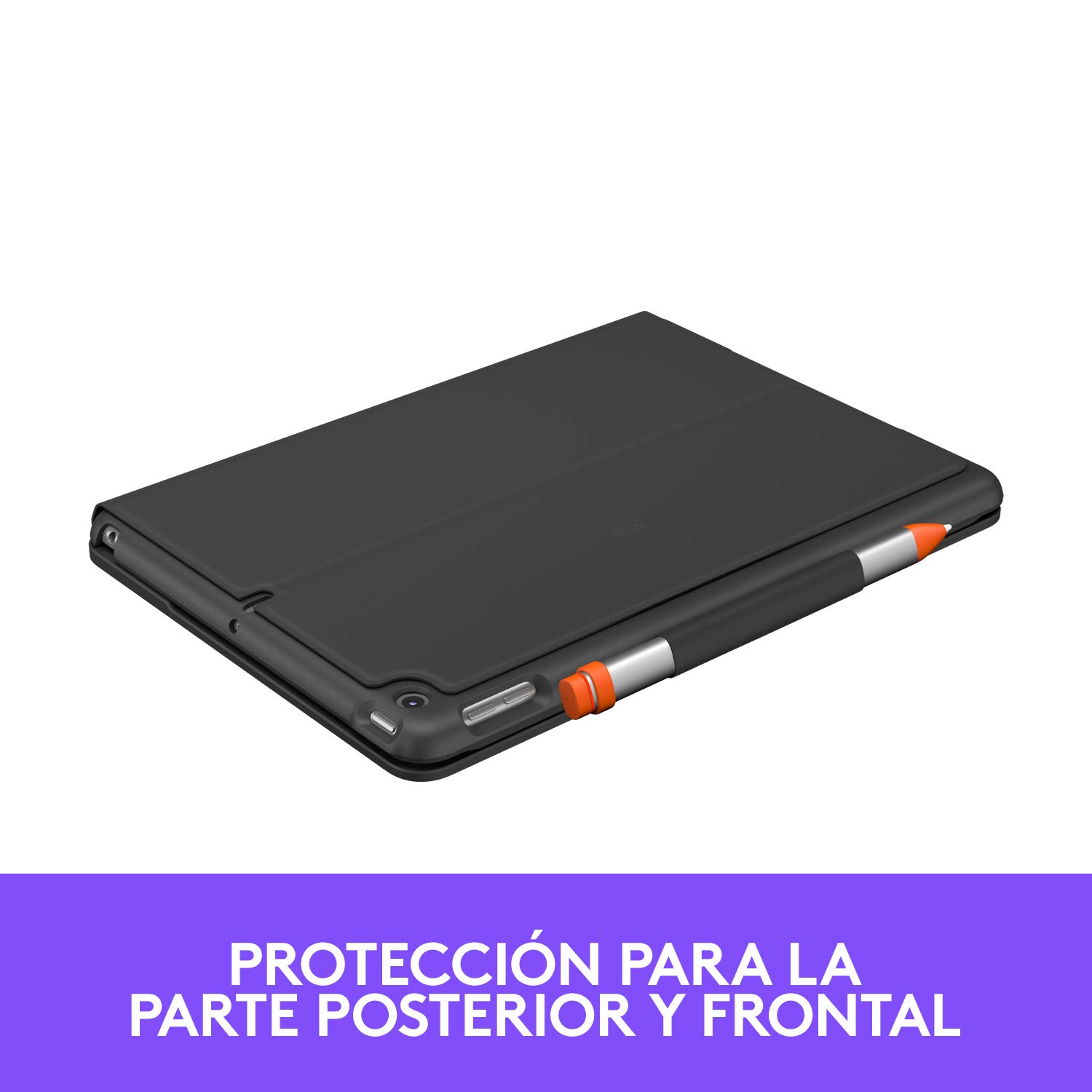 Logitech Slim Folio Keyboard Case for iPad (7th, 8th & 9th Gen) - Wireless Keyboard with Spanish QWERTY Layout in Graphite | Perfect for Work, Study & Travel