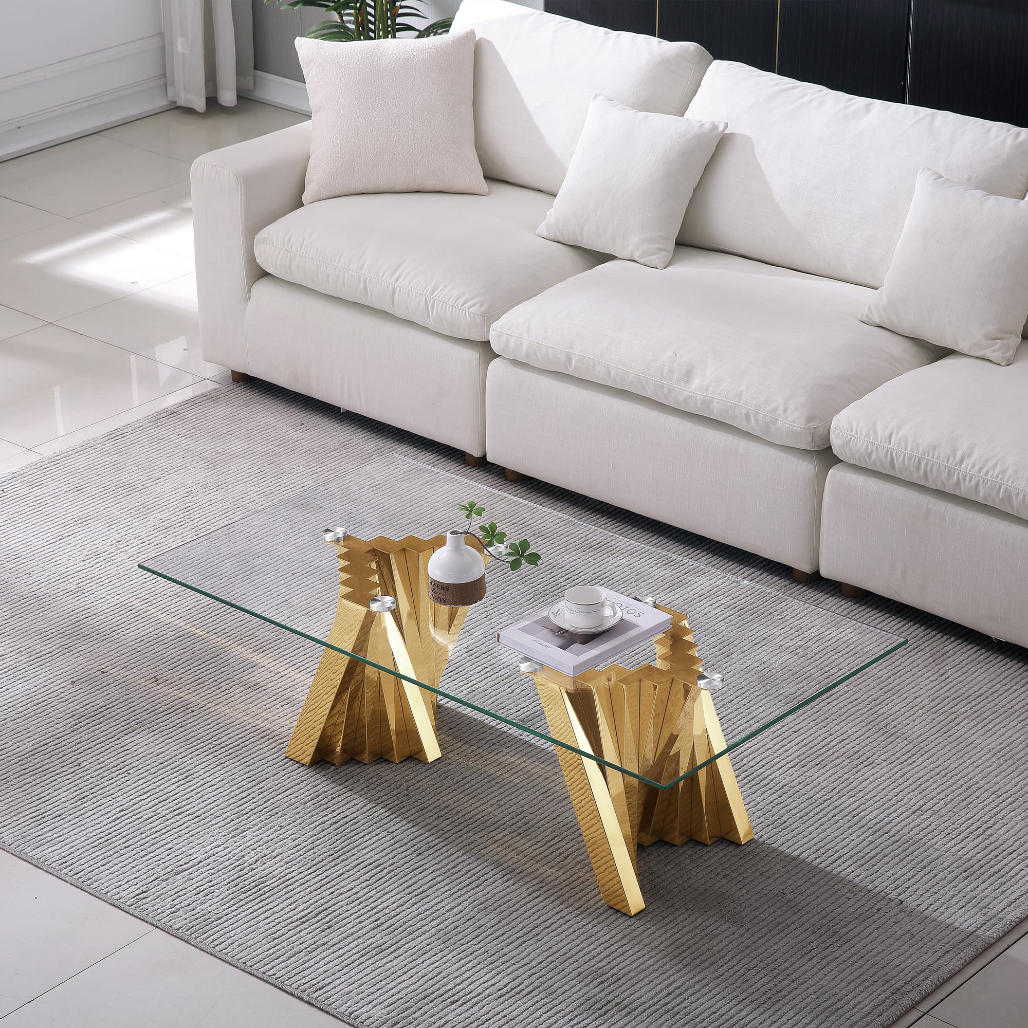 Modern Gold Glass Coffee Table 51