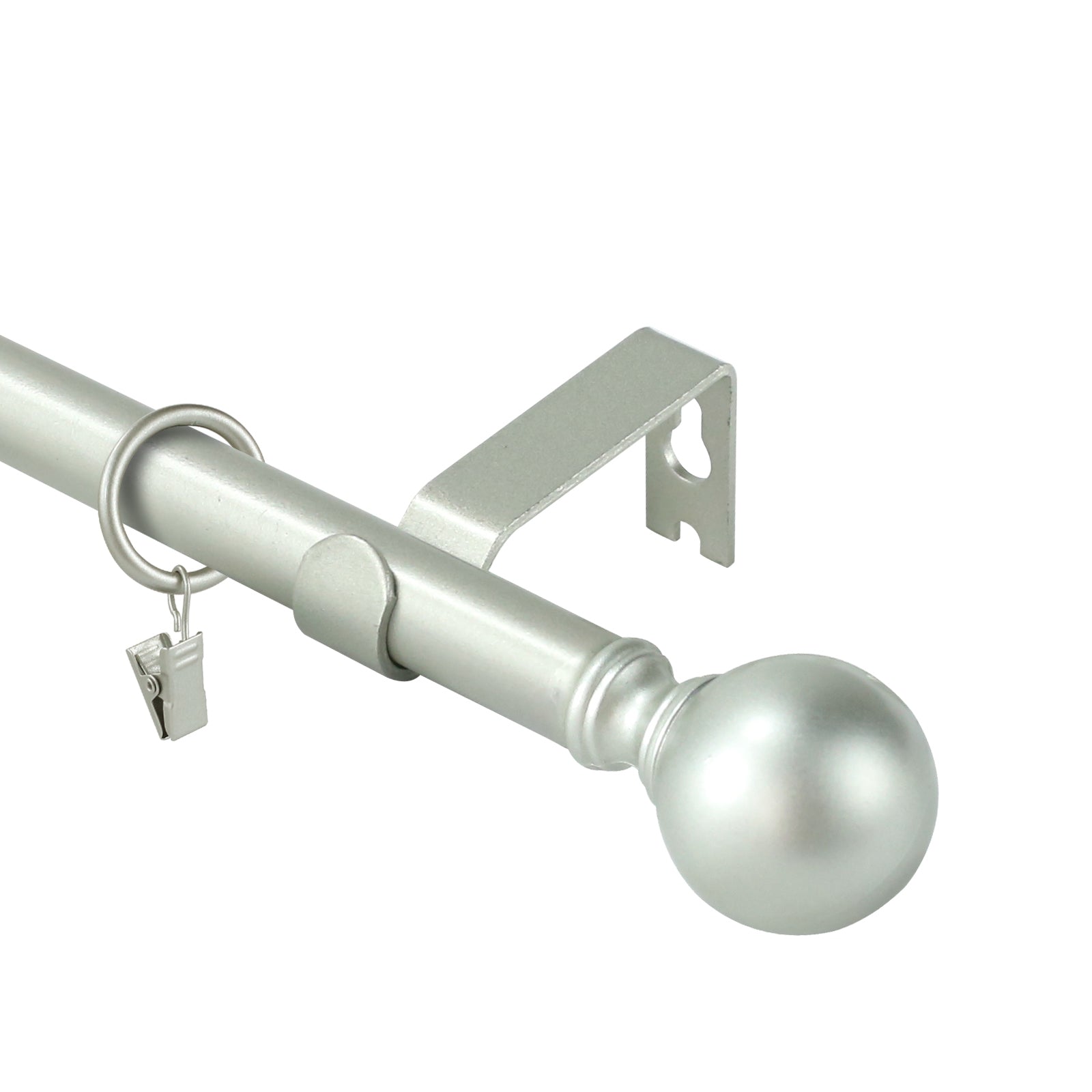 Urbanest Adjustable Single Curtain Rod Set with Ball Finials & Rings - 5/8 Inch Diameter for Living Room, Bedroom & Window Decor