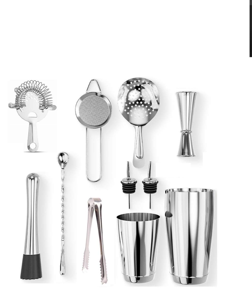 Premium 14-Piece Professional Bartender Kit - Cocktail Shaker Set with Boston Shaker, Strainer, Jigger, Bar Spoon & Essential Bar Accessories | Ideal for Home Bars, Cocktail Parties & Mixology Enthusiasts