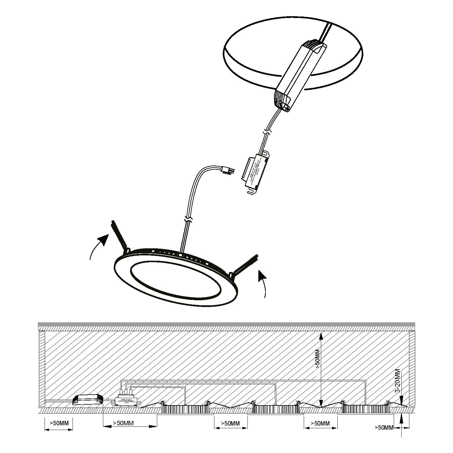 Eglo Fueva 3-Pack LED Recessed Downlight Fixtures - Dimmable Nickel Finish for Kitchen, Bathroom & Living Room Lighting