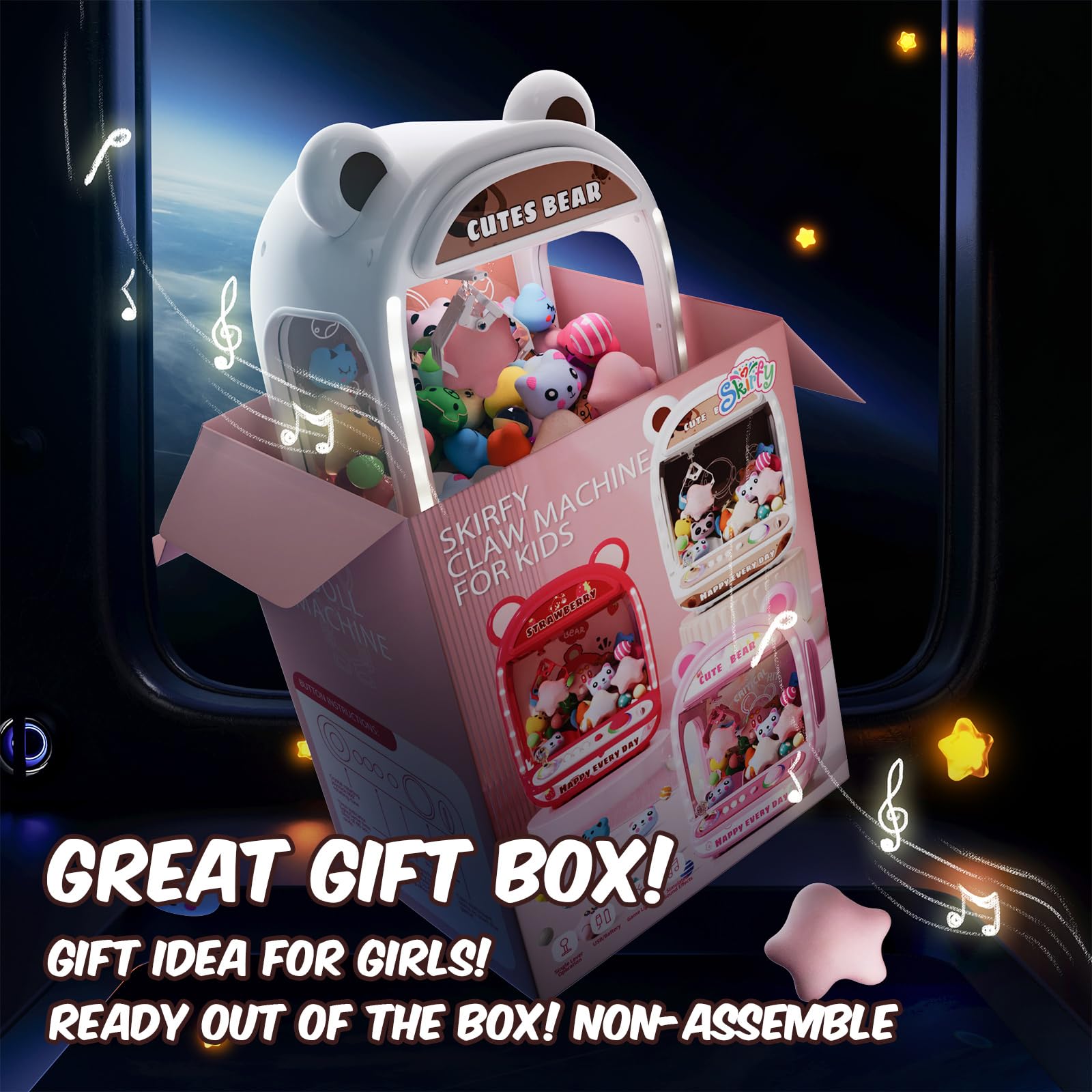 Unicorn Claw Machine for Kids - Mini Arcade Game with Squishy Fidget Toys & Candy Dispenser | Fun Prize Grabber for Girls Age 6+ | Birthday Party, Playroom & Family Game Night Entertainment