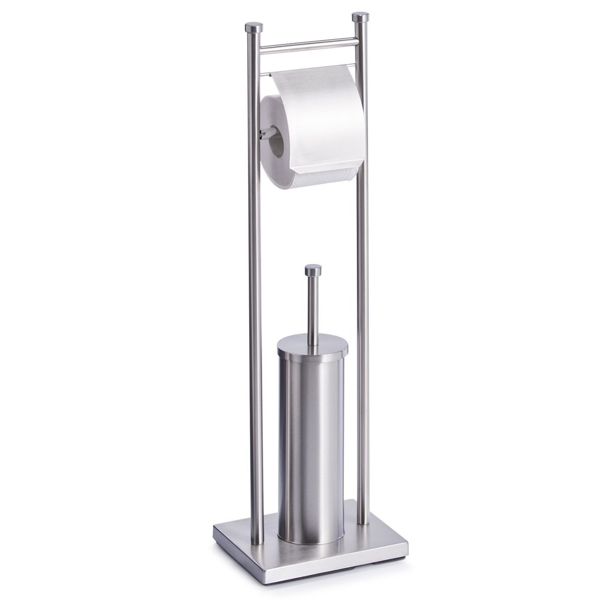 Stainless Steel Toilet Roll and Brush Holder 22x18x76 cm - Bathroom Organizer for Modern Homes, Perfect for Small Spaces & Guest Bathrooms