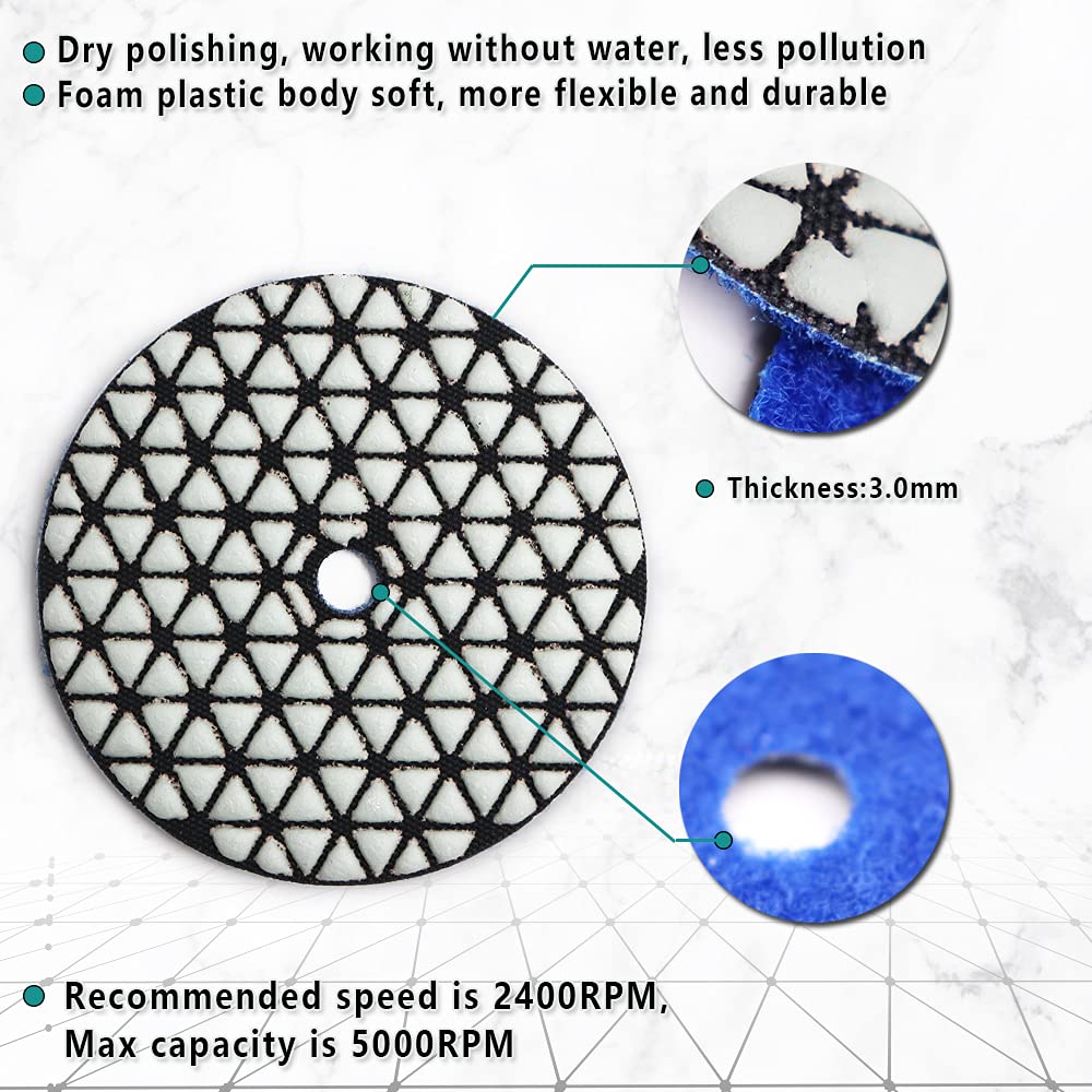 Diamond Polishing Pads 100mm/4 Inch - 8pcs 1500 Grit for Granite, Marble & Quartz Countertops - Wet/Dry Sanding & Polishing Discs for Angle Grinders - Perfect for Kitchen Countertop Restoration & Stone Surface Refinishing