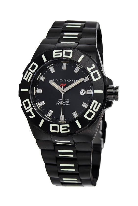ANDROID Bioluminescent Watch 44mm Automatic Tritium AD672BKK - Durable Tactical Timepiece for Outdoor Adventures, Night Running & Military Use