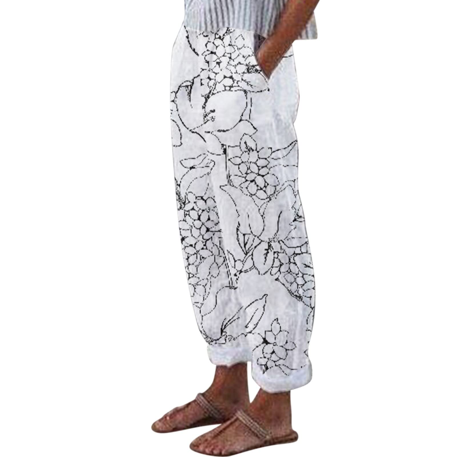 Stylish Women's Printed Straight Leg Pants - Summer Fashion High Waist Trousers with Drawstring | Perfect for Office, Casual Wear & Summer Outfits