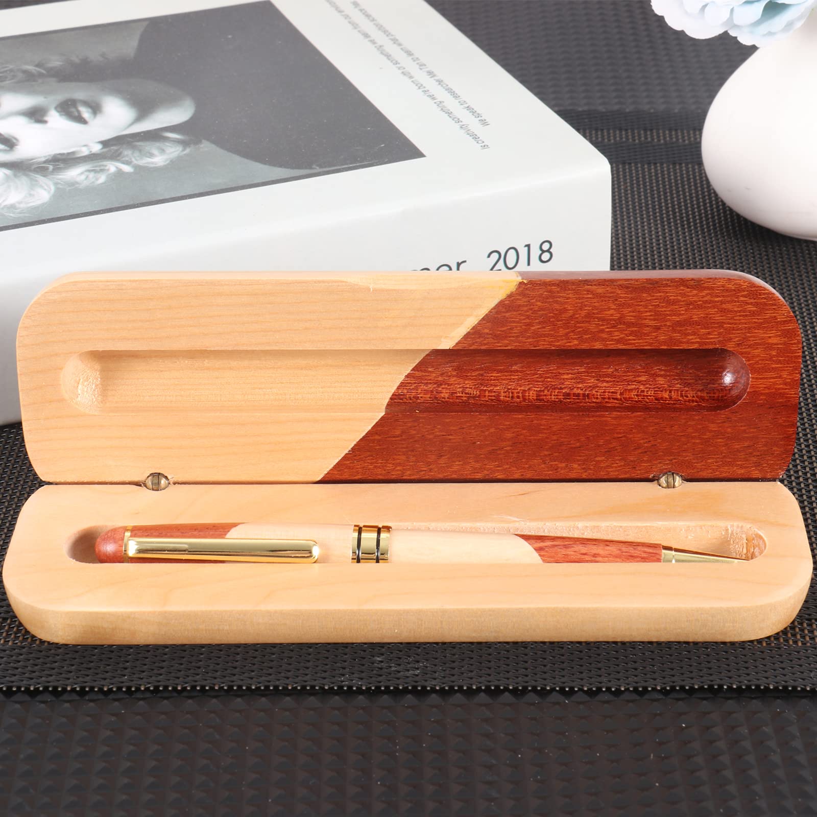 Premium Custom Engraved Luxury Wooden Ballpoint Pen Gift Set - Executive Business Pen with Case, Gel Ink Refills & Elegant Display Box (6.69 x 2.28in Case, 5.78in Pen) - Perfect for Corporate Gifts, Graduation Presents & Executive Writing Accessories
