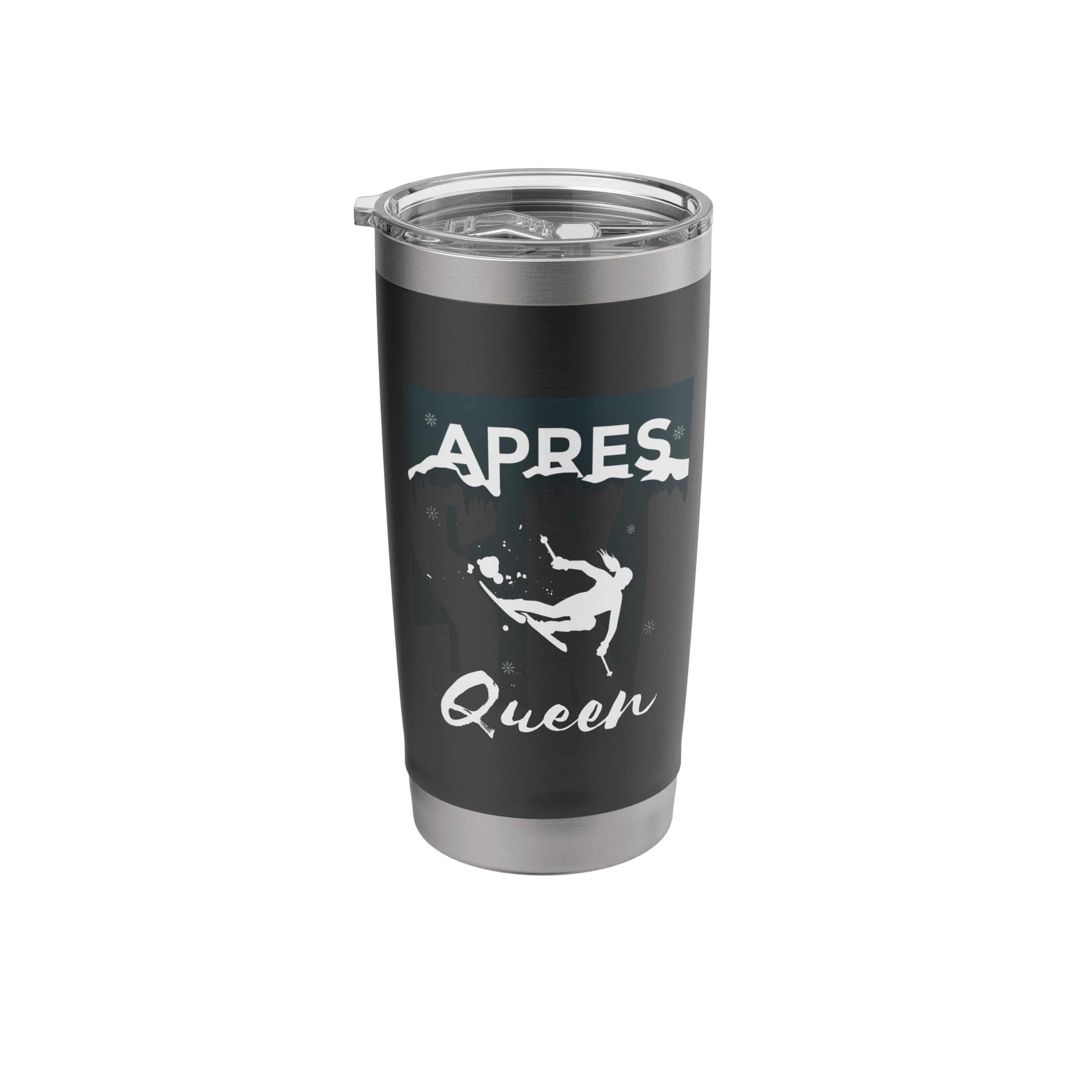 Vintage Retro Graphic Après Ski Queen Stainless Steel Insulated Tumbler - 20oz Double Wall Vacuum Insulated Travel Mug for Coffee, Tea & Cold Drinks - Perfect for Ski Trips, Camping & Office Use