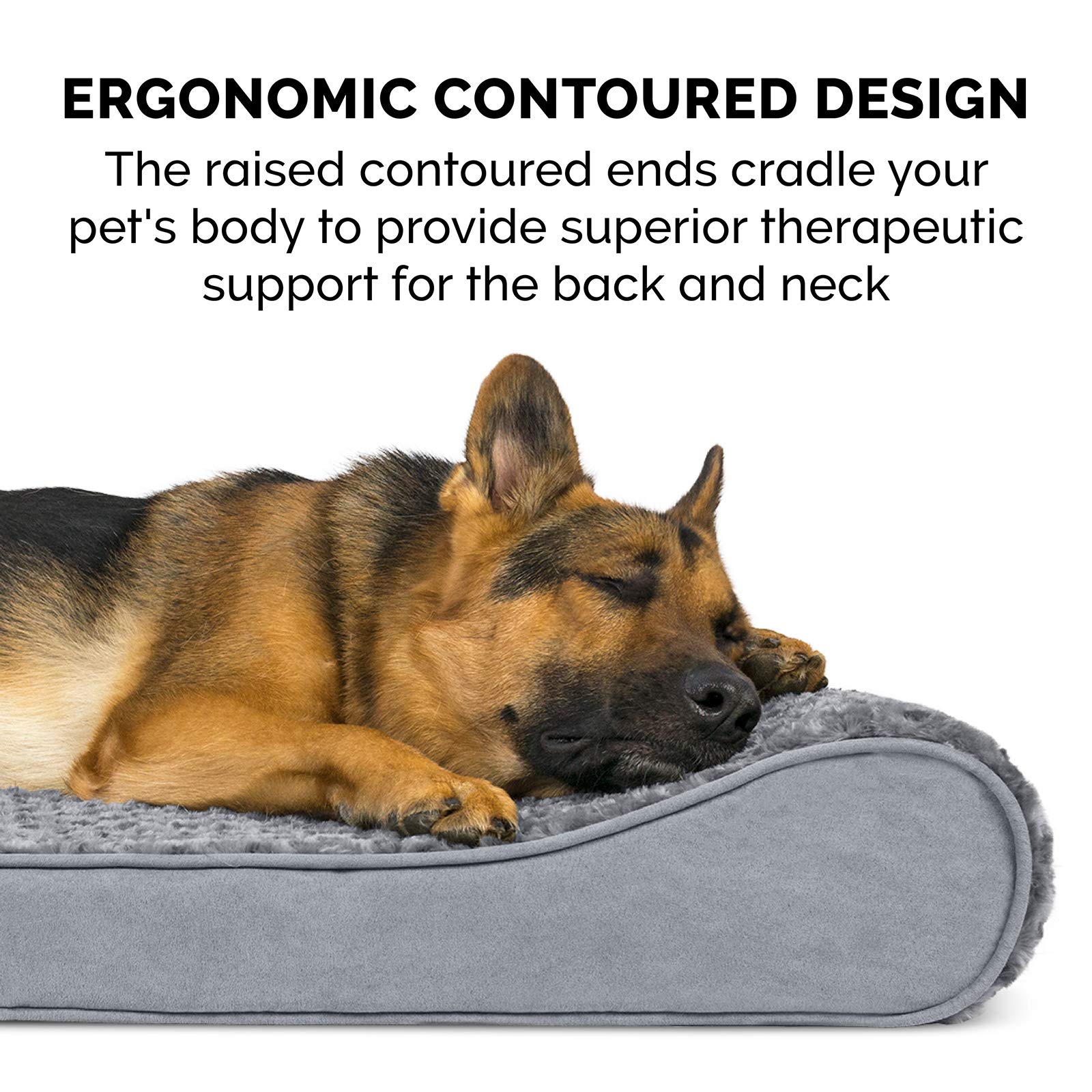 Furhaven Orthopedic Dog Bed for Extra Large Dogs - Washable Removable Cover, Supports Up to 180 lbs - Ultra Plush Faux Fur & Suede Contour Mattress - Gray, Giant/XXXL - Perfect for Large Breed Dogs with Joint Pain, Arthritis or Hip Dysplasia - Ideal for Living Room, Bedroom or Crate Use