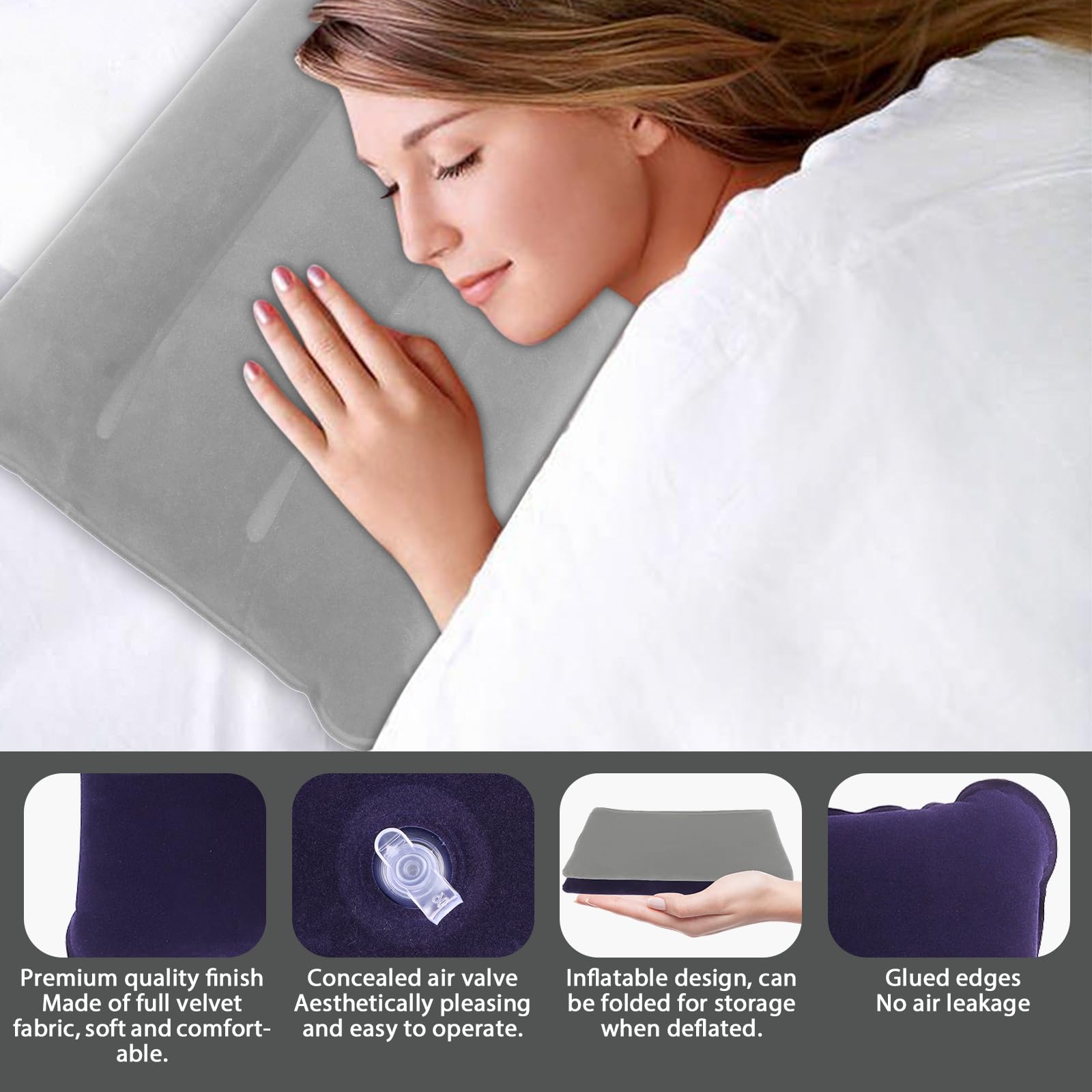 2 Pack Inflatable Camping Pillows - Lightweight Travel & Backpacking Pillow for Hiking, Beach, Home Use