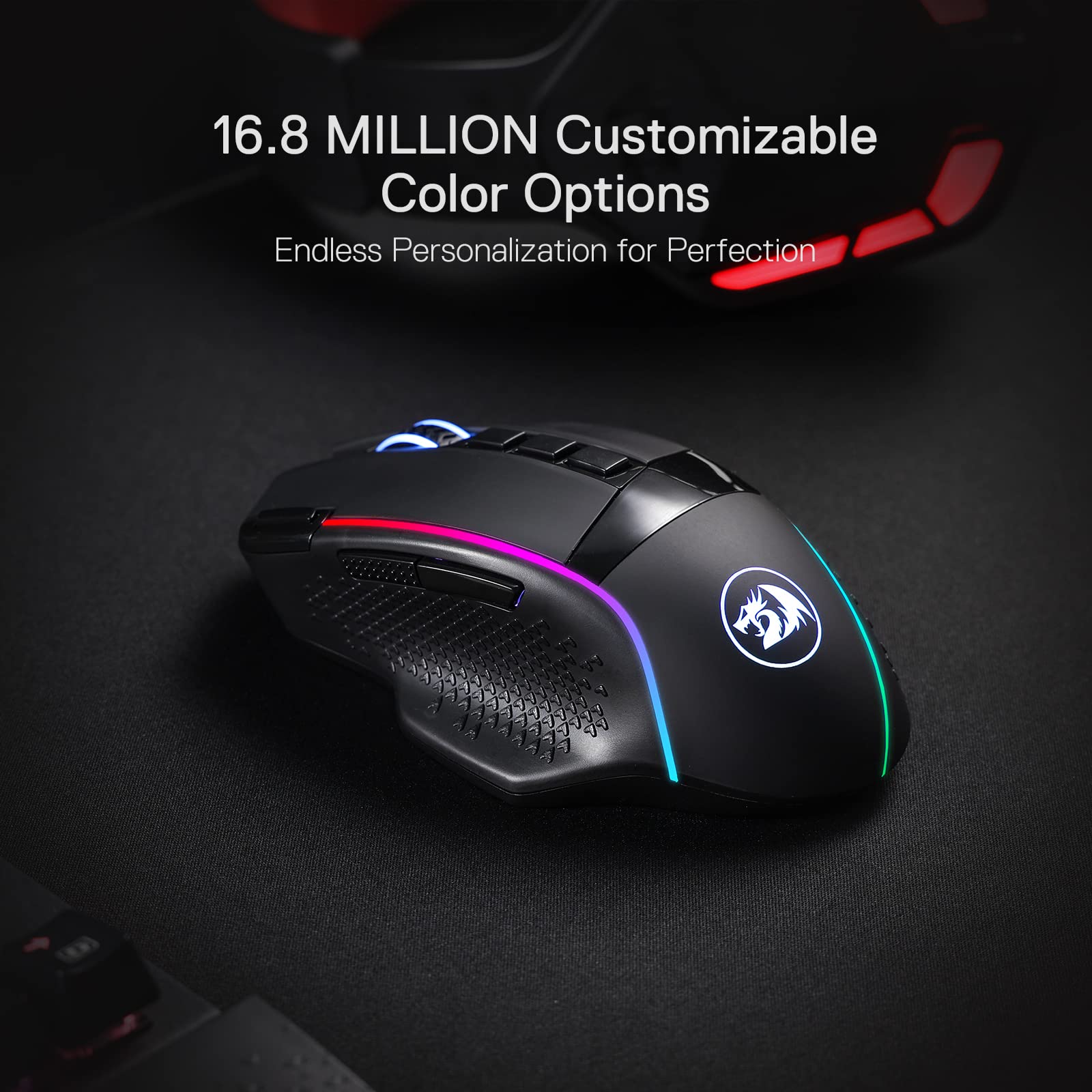 Redragon M991 Wireless Gaming Mouse - 19000 DPI Wired/Wireless Mouse with Rapid Fire Key, 9 Programmable Buttons, 45H Battery Life & RGB Lighting for PC, Mac, Laptop - Perfect for FPS, MOBA & MMO Gaming