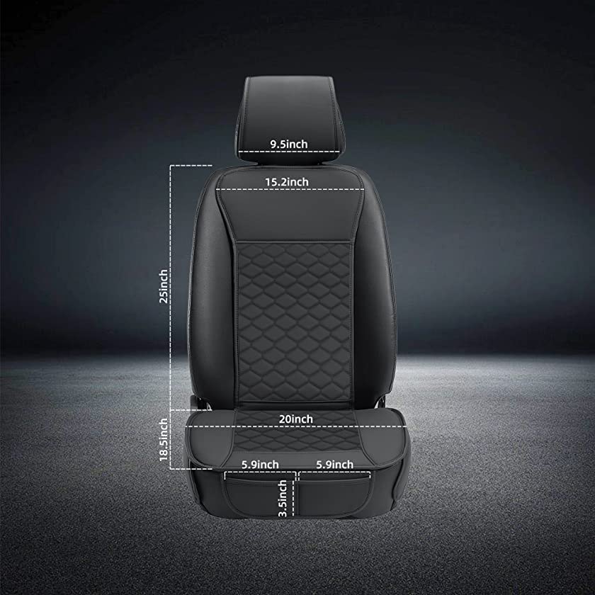 Elantrip 2-Piece Premium Leather Front Car Seat Covers - Waterproof Universal Fit for Most Cars, SUVs & Trucks (Black) - Perfect for Road Trips, Commuting & Vehicle Protection