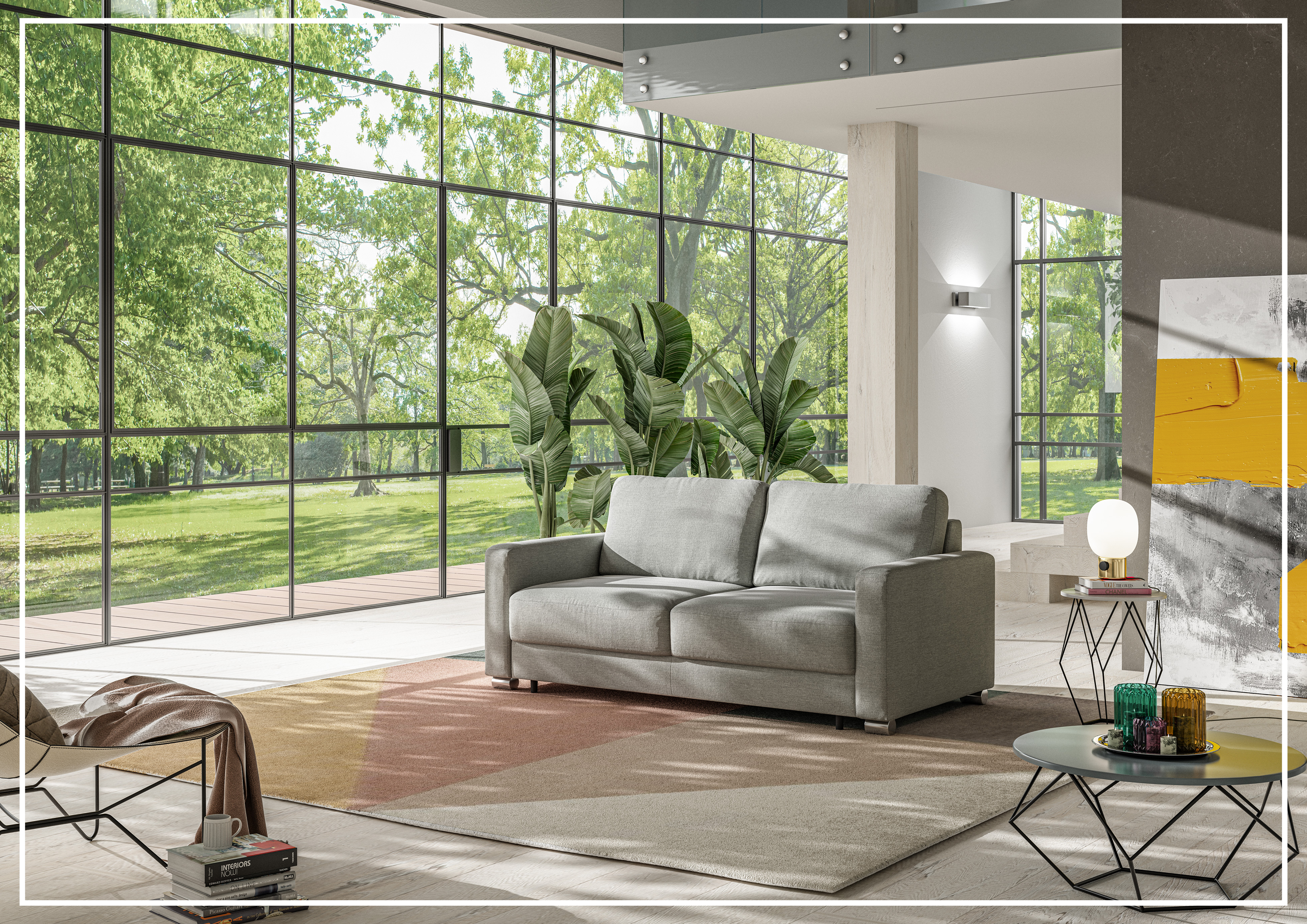 Luonto Hampton Sleeper Sofa Bed - King & Queen Size with Walnut/Chrome Legs - Perfect for Guest Rooms, Small Apartments & Home Offices