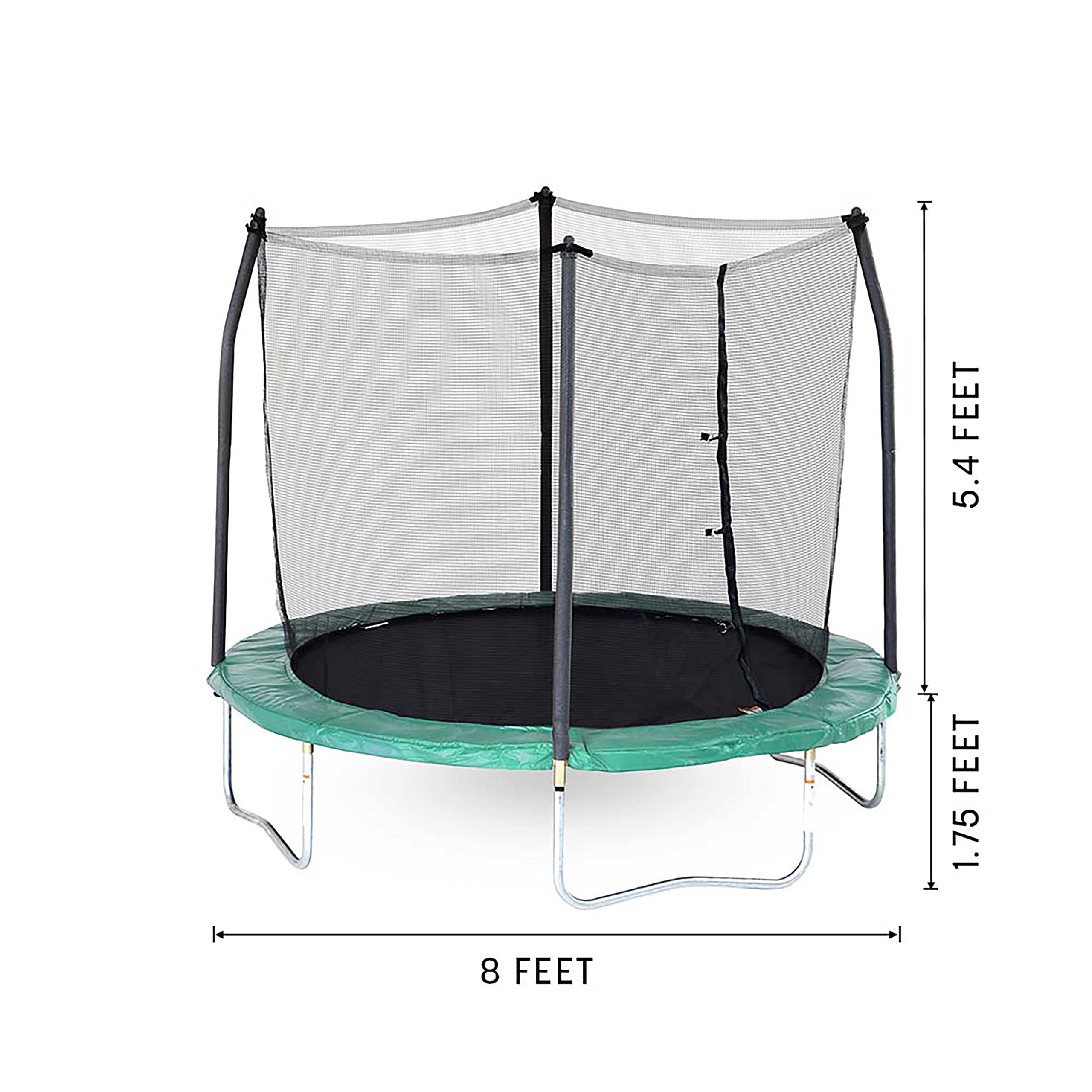 Skywalker Trampolines 8-Foot Round Trampoline with Safety Net Enclosure - Green | Outdoor Backyard Fun for Kids & Family | Durable Jumping Mat for Exercise & Play