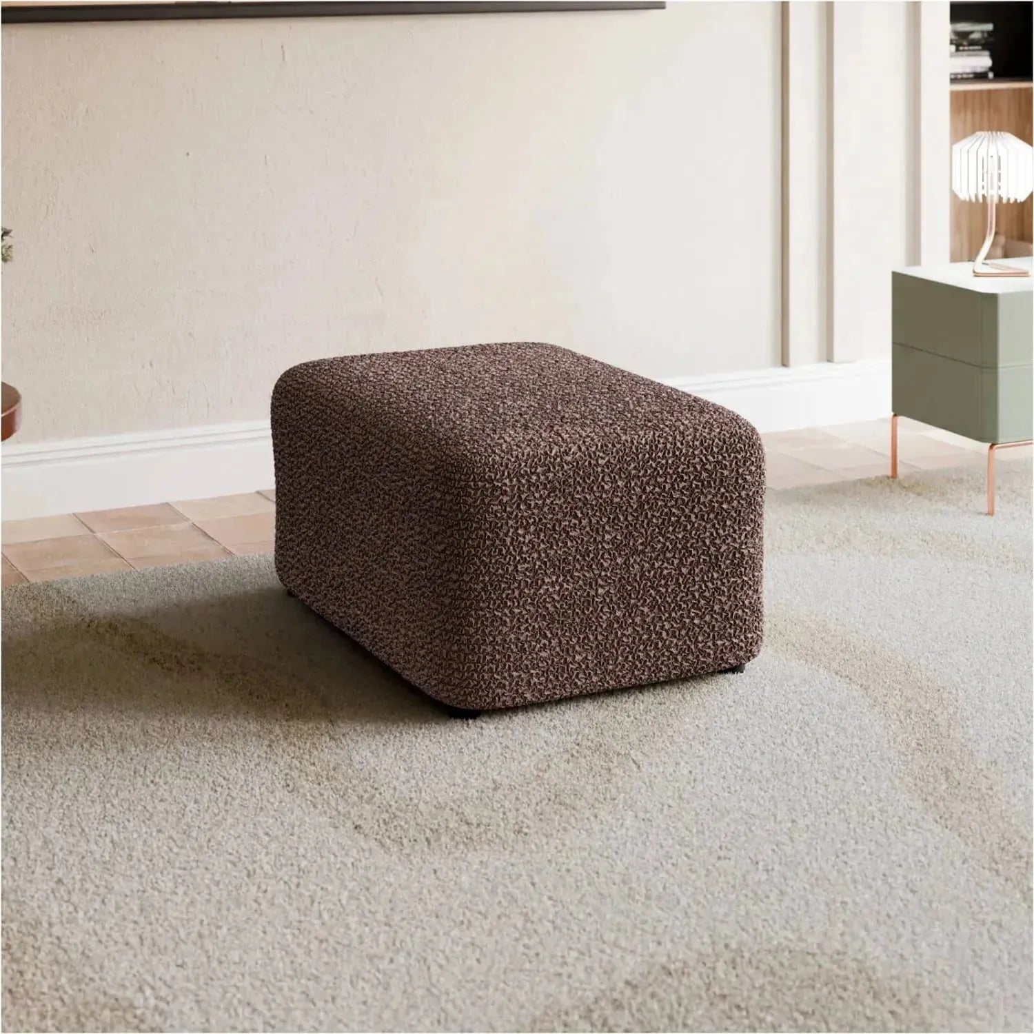 Ottoman Slipcover Medium - Mille Righe Collection - Stretchable Furniture Cover for Living Room, Bedroom & Office Decor