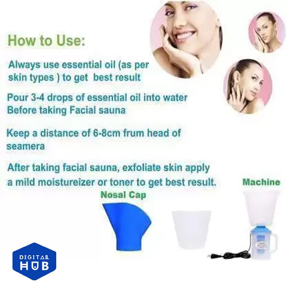 Digital Hub Steamer for Cold & Cough Relief - Facial & Nasal Steam Inhaler Vaporizer for Kids & Adults - Water Steam Therapy for Sinus, Skin Care & Respiratory Health - Perfect for Home Spa & Wellness Routines