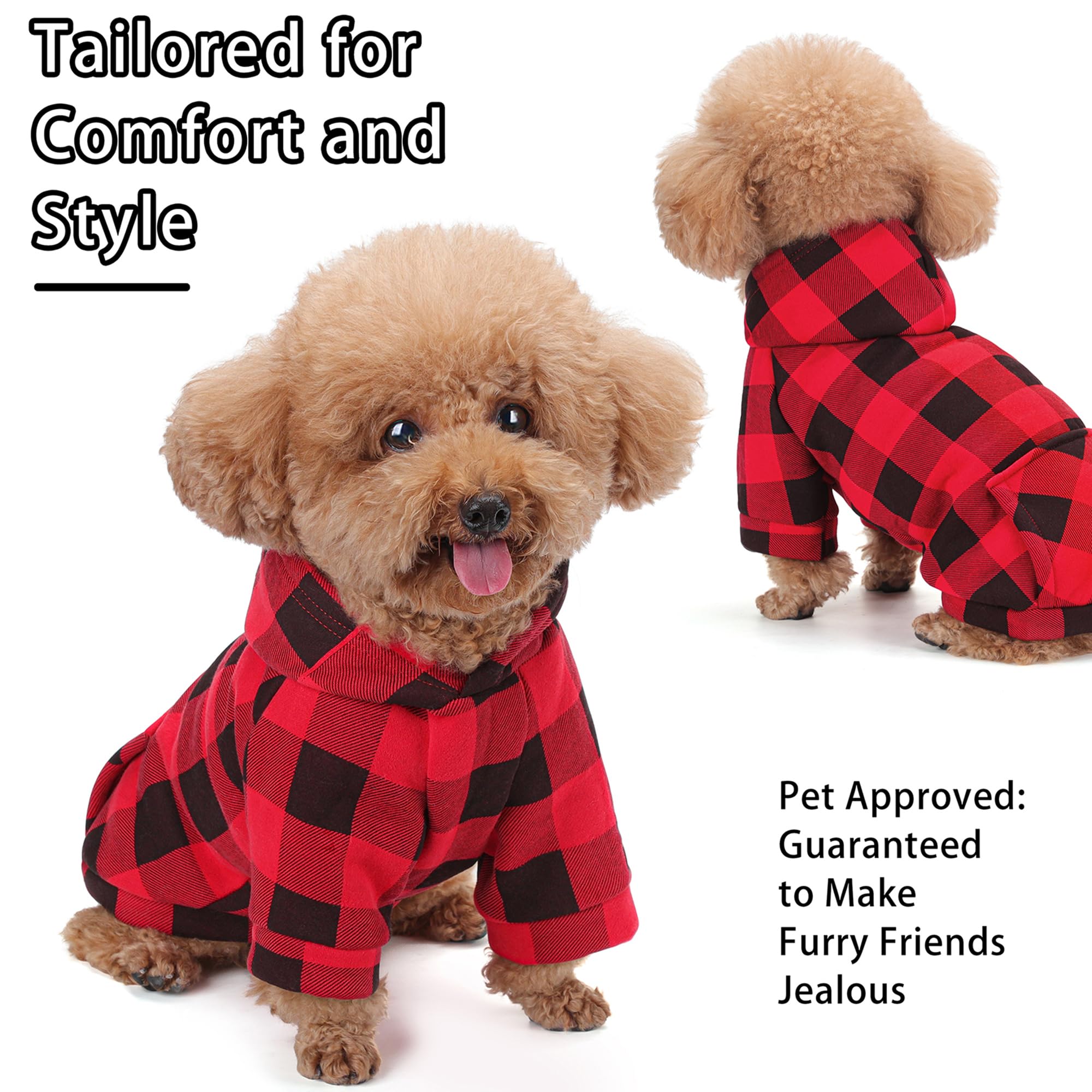 Premium Plaid Dog Hoodie - Soft Polycotton Fabric with Back Pocket & Leash Hole | Cozy Dog Sweatshirt for Small, Medium & Large Dogs | Trendy & Functional Pet Apparel for Winter Walks, Outdoor Adventures & Photo Shoots (Blue, Size M)