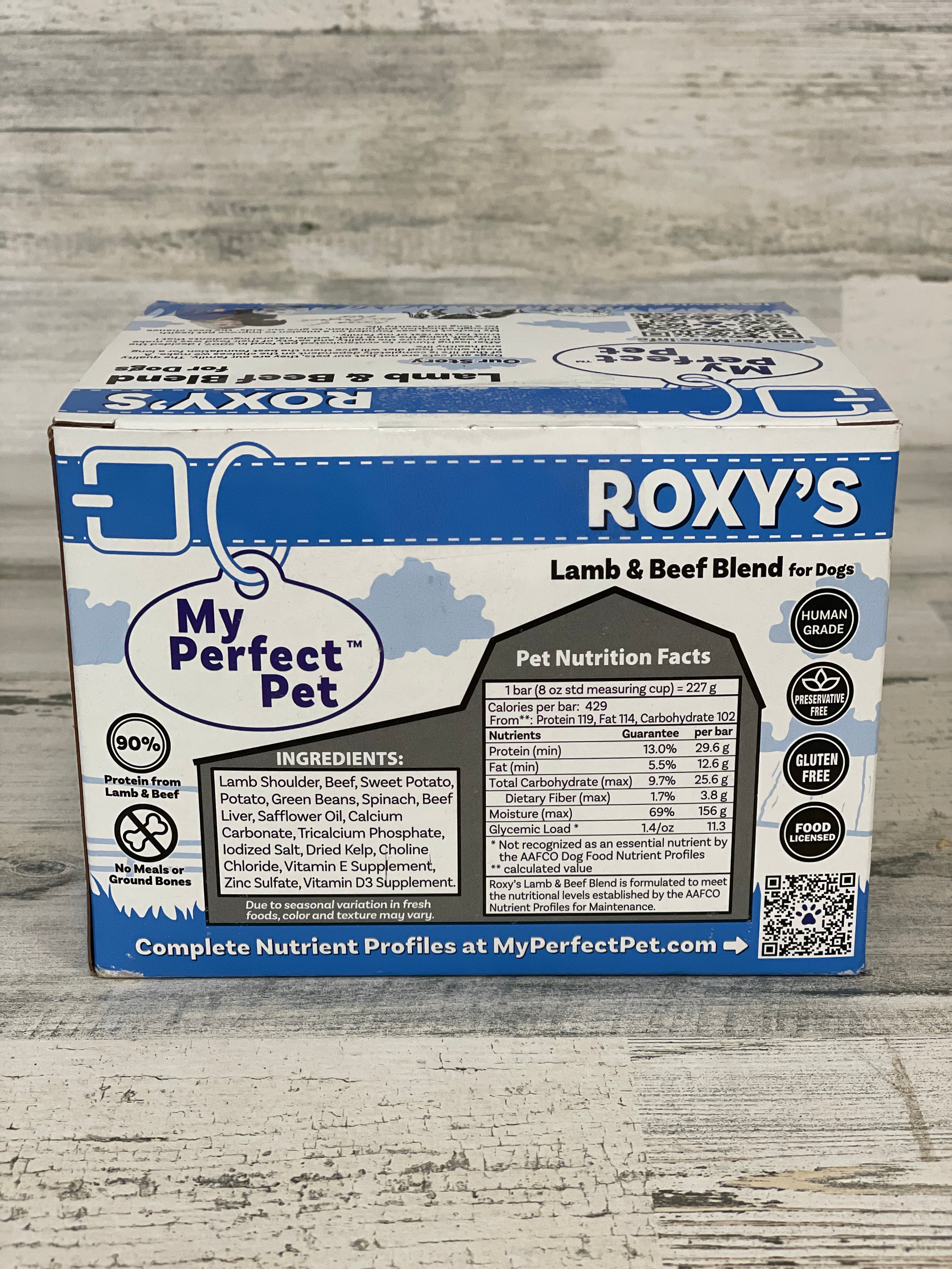 My Perfect Pet Frozen Roxy Lamb & Beef Dog Food - Grain-Free, High-Protein Raw Dog Food for All Breeds & Ages - Perfect for Meal Prep, Training Treats & Digestive Health