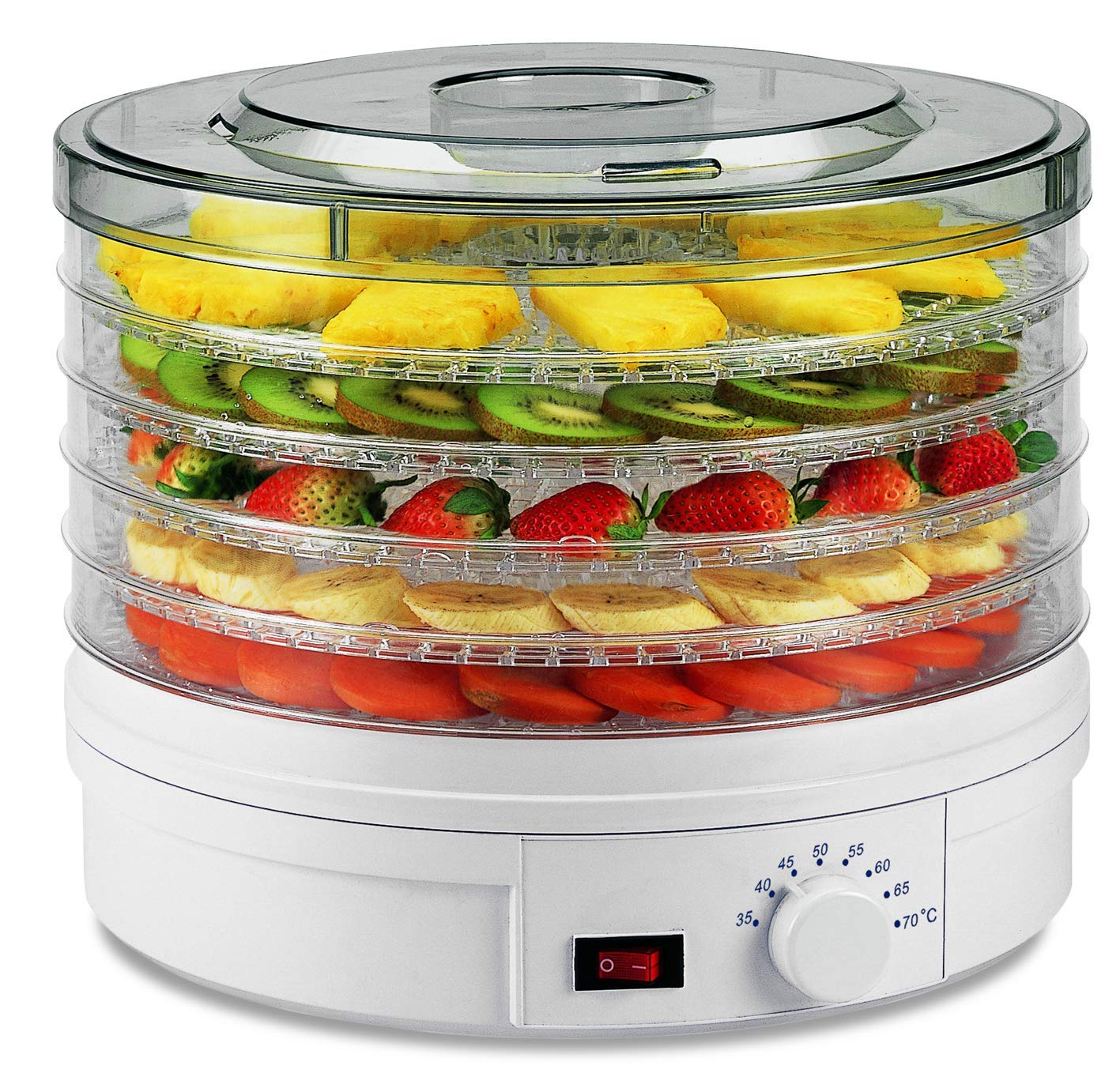 Electric Food Dehydrator Machine 350W - 5 Removable Trays for Jerky, Fruits & Herbs | Adjustable Temperature 35-70°C | Healthy Snacks Maker for Home & Camping | Perfect for Beef Jerky, Dried Fruits & DIY Natural Snacks