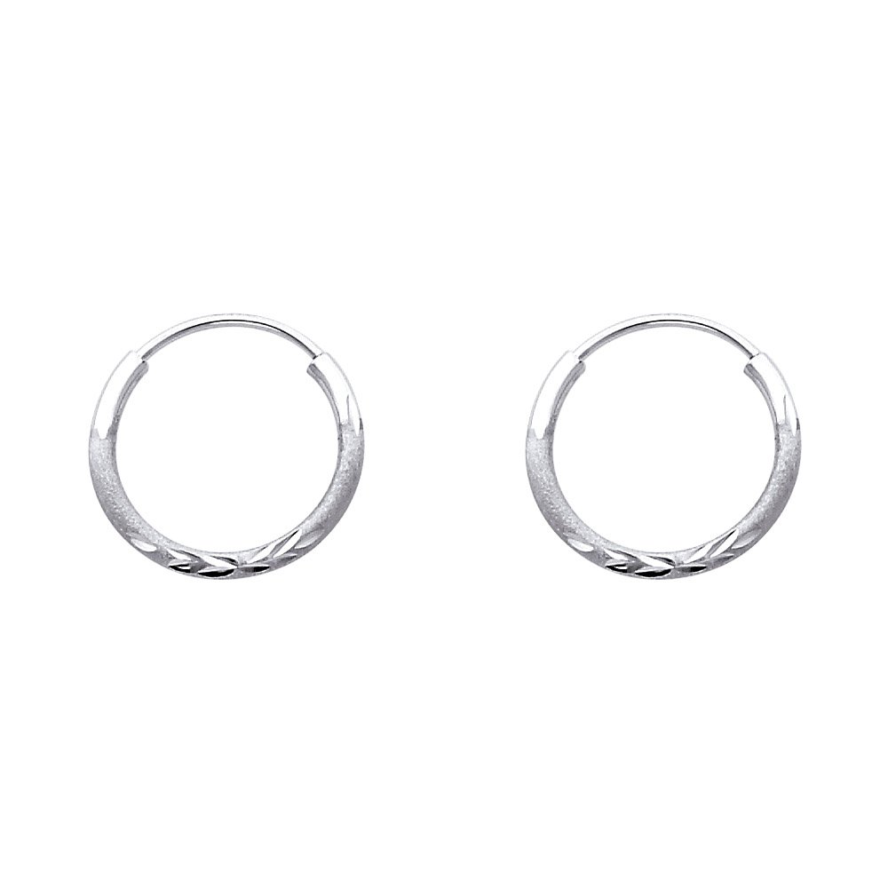 14K White Gold 1.5mm Thin Endless Hoop Earrings for Women - 8 Sizes (8mm-20mm) | Minimalist Everyday Jewelry, Perfect for Work, Date Night & Gifting