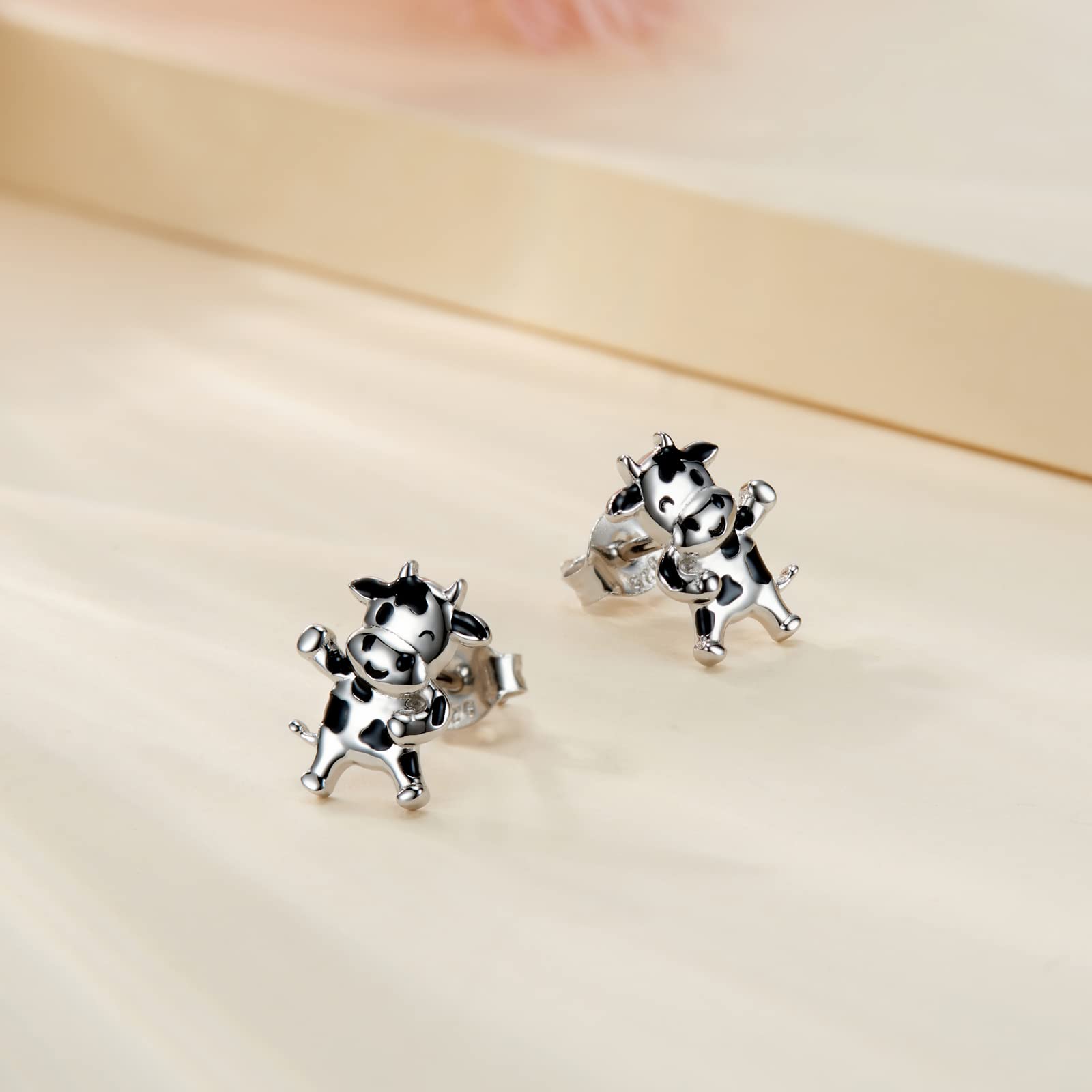 925 Silver Animal Stud Earrings for Women - Cow, Panda, Bunny Gifts | Hypoallergenic Jewelry for Daily Wear