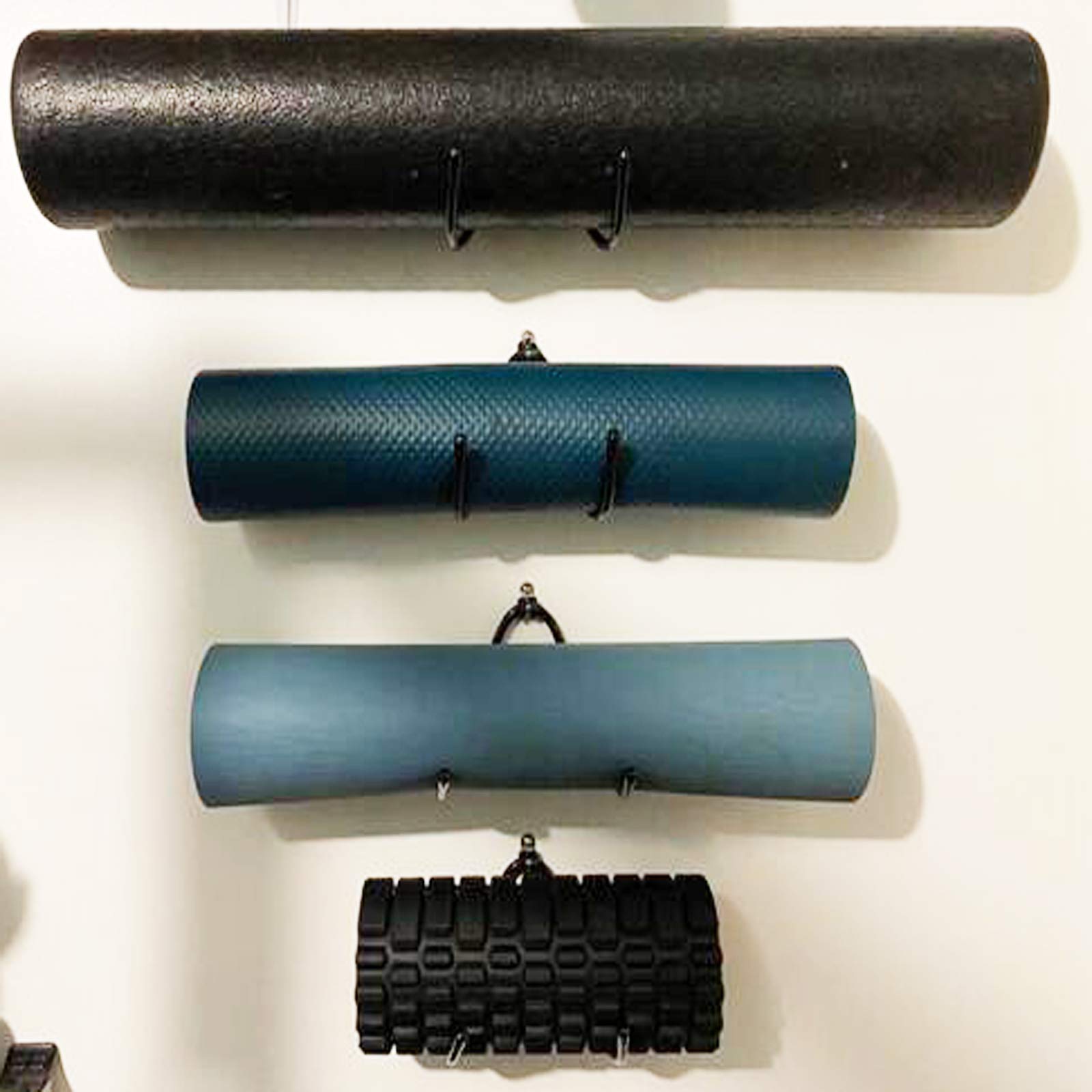 Pmsanzay Wall-Mounted Yoga Mat Holder - Foam Roller & Towel Storage Rack for Home Gym & Fitness Class (4 Pack) - Perfect for Yoga, Barre & Exercise Mat Organization