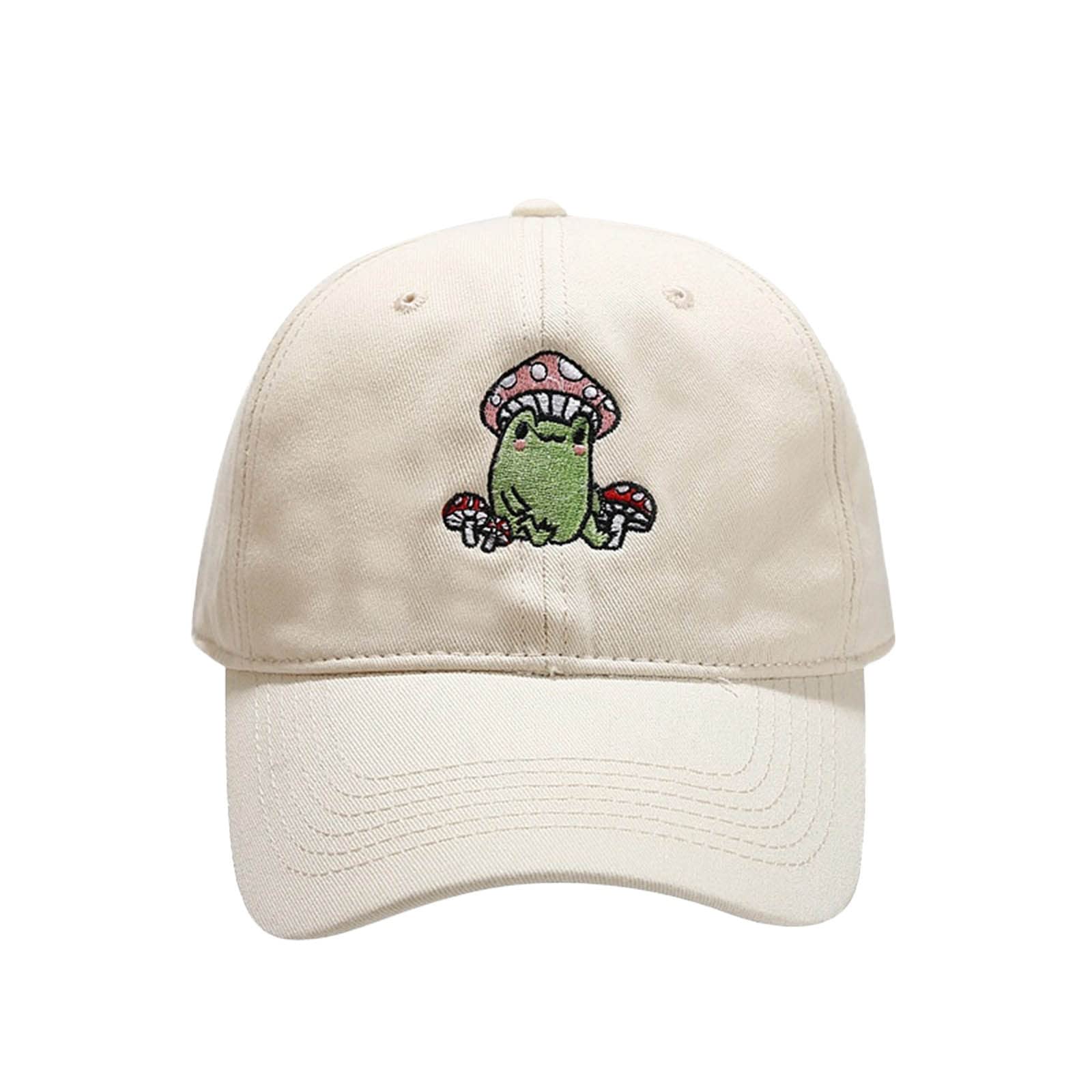 Stylish Women's Casual Baseball Cap with Cute Cartoon Frog & Mushroom Embroidery - Fashion Peaked Cap for Outdoor Activities, Streetwear & Daily Wear