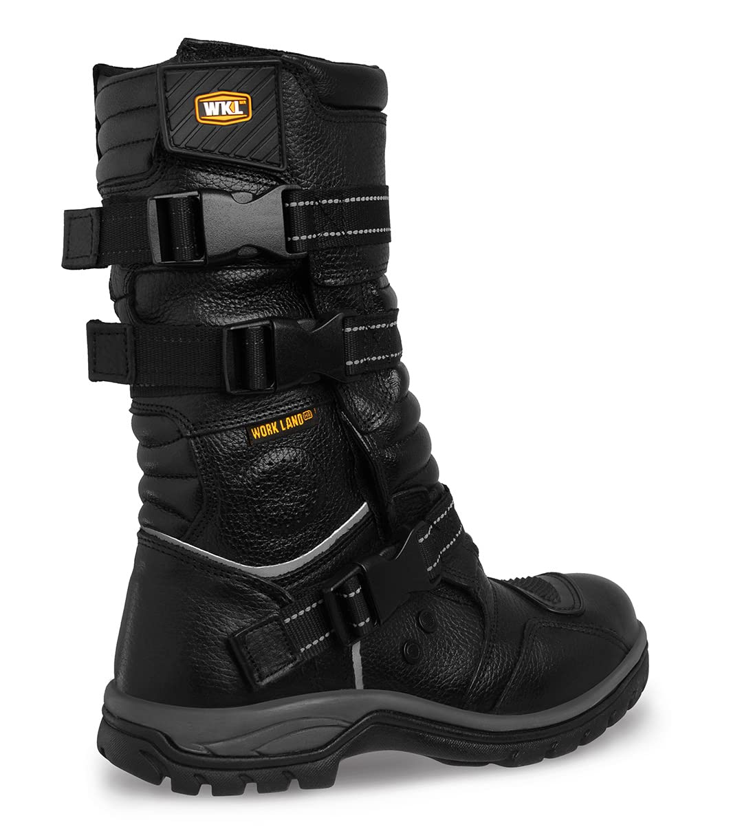 WORKLAND 77415 Men's Motorcycle Boots - Genuine Leather Riding Boots with Safety Protection, Slip-Resistant Rubber Sole & Reflective Design - Durable Work Boots for Motorcycle Enthusiasts - Perfect for Long Rides, Commuting & Outdoor Adventures