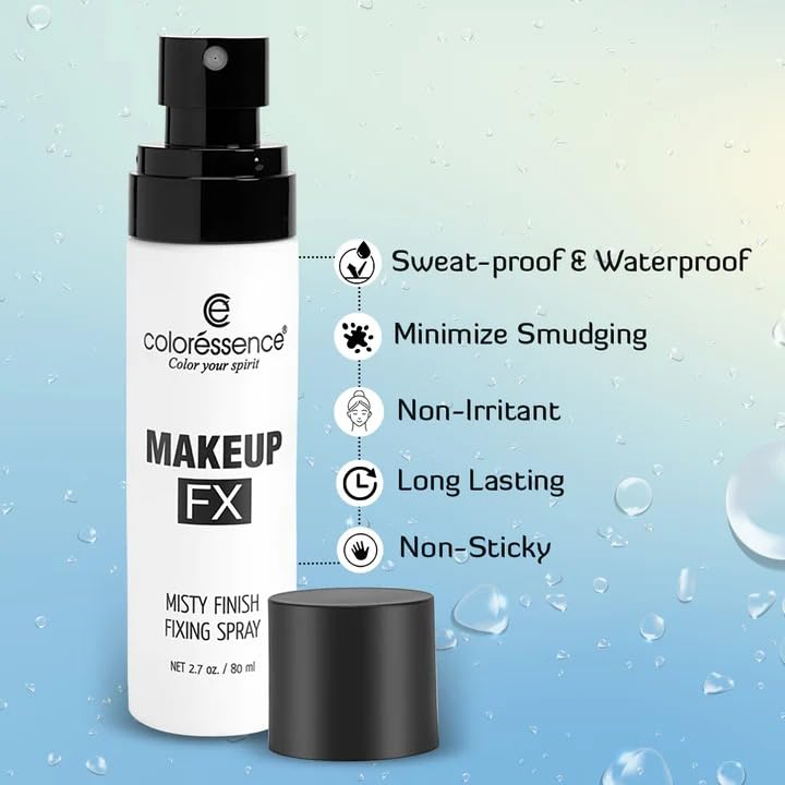 COLORESSENCE FX Misty Finish Makeup Setting Spray - Hydrating, Oil Control & Long Lasting Makeup Fixer with Niacinamide (80ml) | Perfect for Daily Wear, Special Occasions & Hot Weather