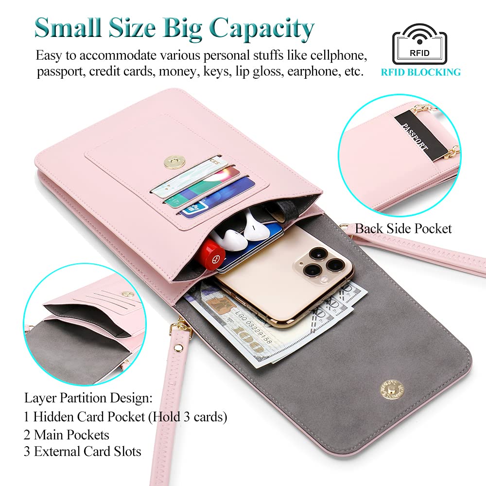 Peacocktion Small Crossbody Phone Bag for Women - Genuine Leather Shoulder Purse with Card Holder & Wallet | Perfect for Everyday Use, Travel, and Shopping