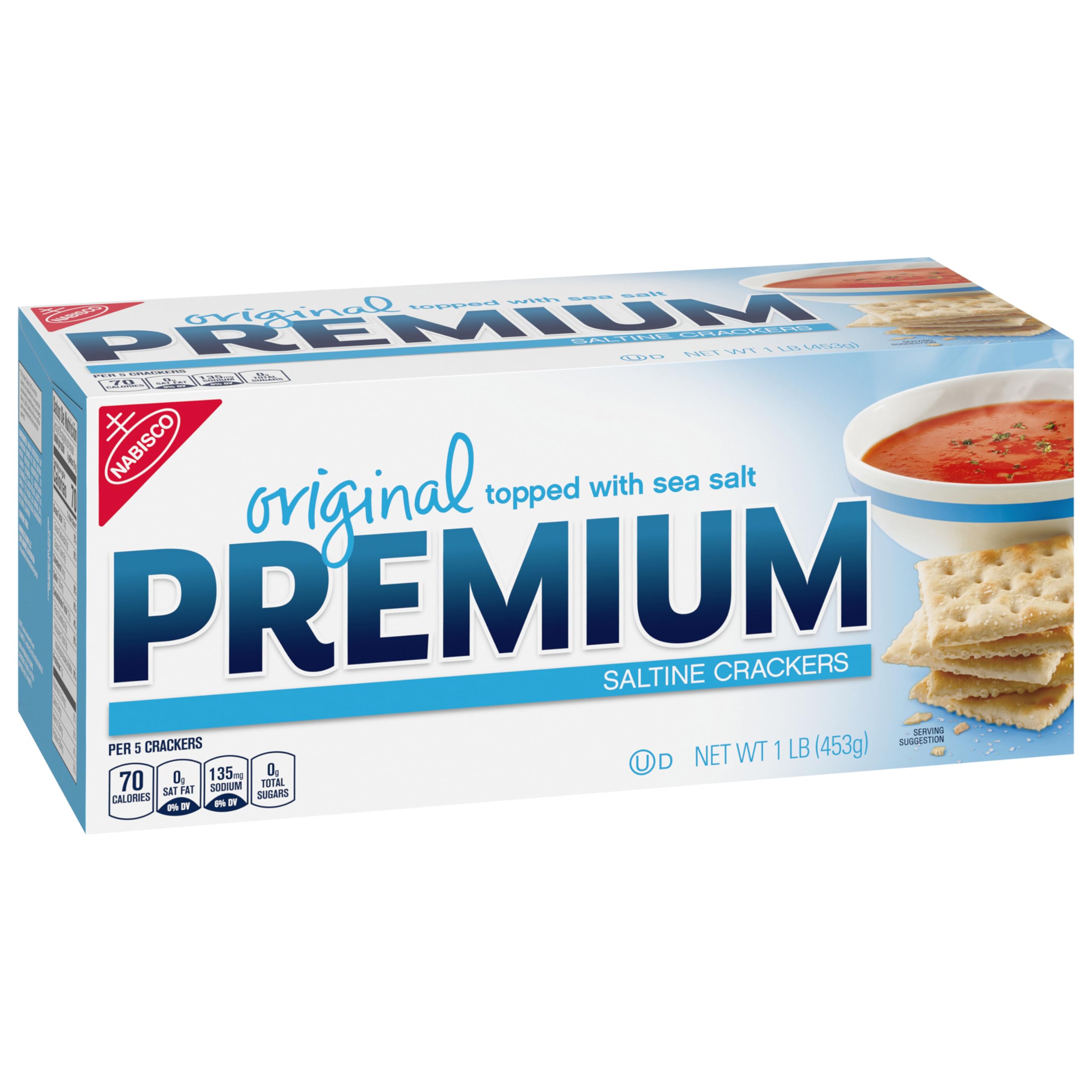 Premium Original Saltine Crackers - 12-16 oz Bulk Box - Healthy Lunch Snacks & Party Food for Office, School & Picnics