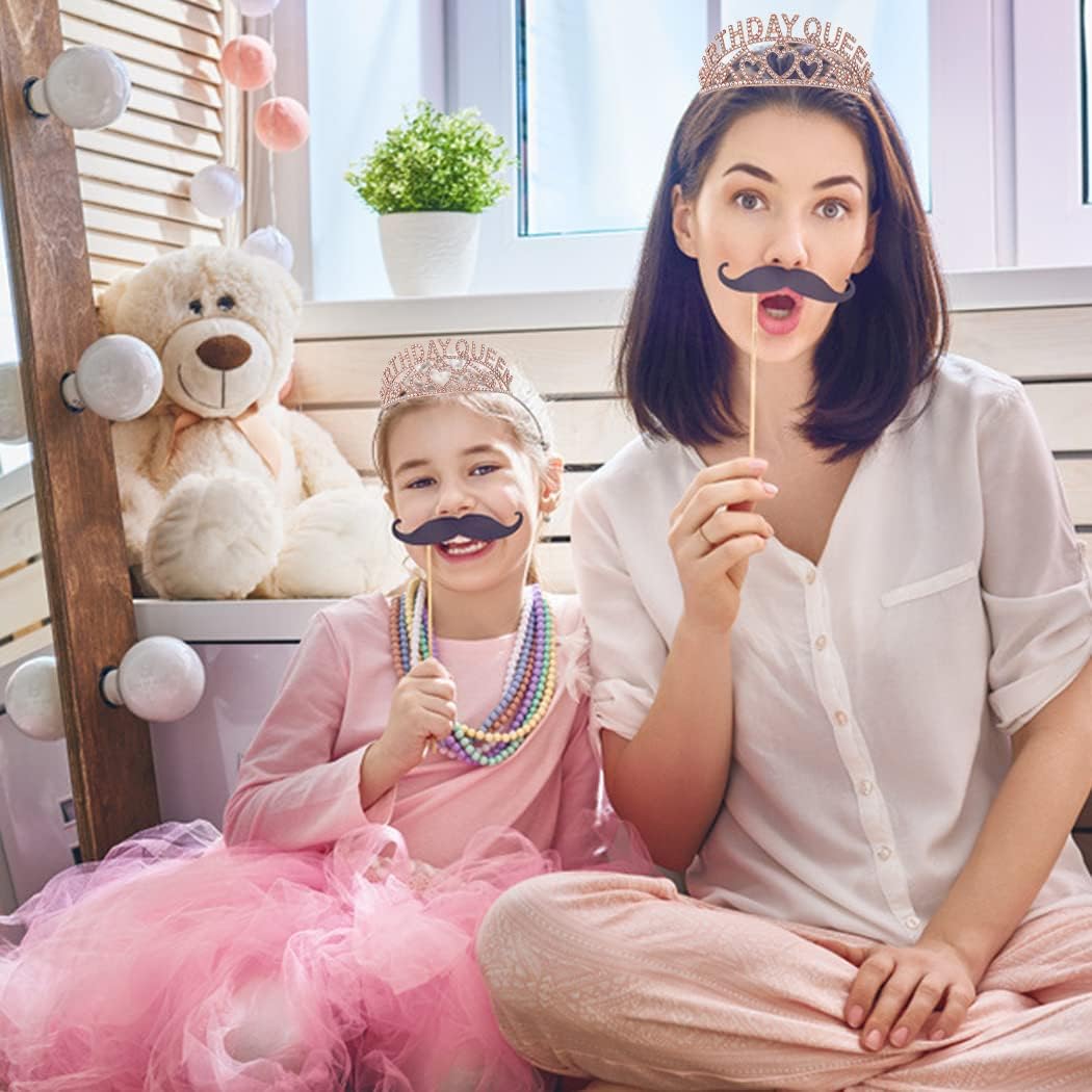 Shining Diva Fashion Birthday Sash & Crown Set - 2 Pcs | Elegant Birthday Queen Accessories | Perfect Gift for Best Friend, Sister, Teenager | Ideal for Birthday Parties, Photo Shoots & Celebrations