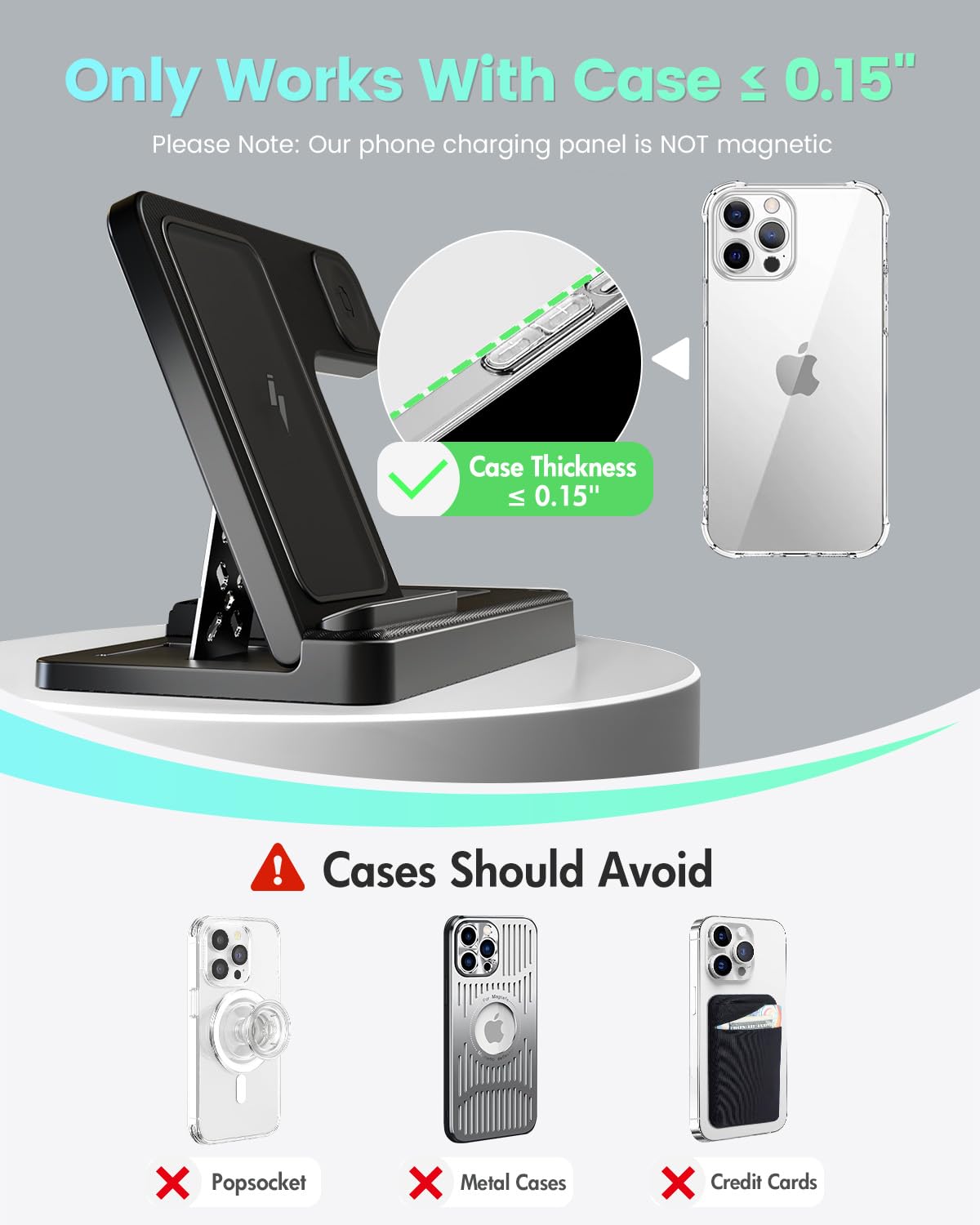 3-in-1 Wireless Charging Station for iPhone 16/15/14/13/12/11 Pro Max, Apple Watch 10/9/8/7/6/5/4/3/2/SE/Ultra & AirPods 4/3/2/Pro - Fast Qi-Certified Charger Stand for Multiple Devices | Perfect for Home, Office & Nightstand Charging