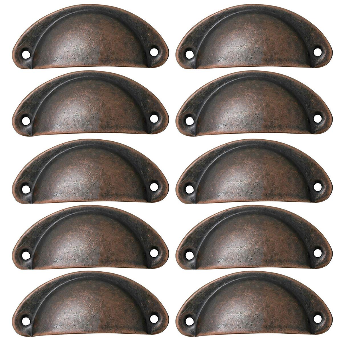 Vintage Semicircular Iron Drawer Handles - 10 Pack Cabinet Knobs with Screws for Doors, Drawers & Bins | Rustic Home Decor & Furniture Upgrade for Kitchen, Bathroom & Bedroom