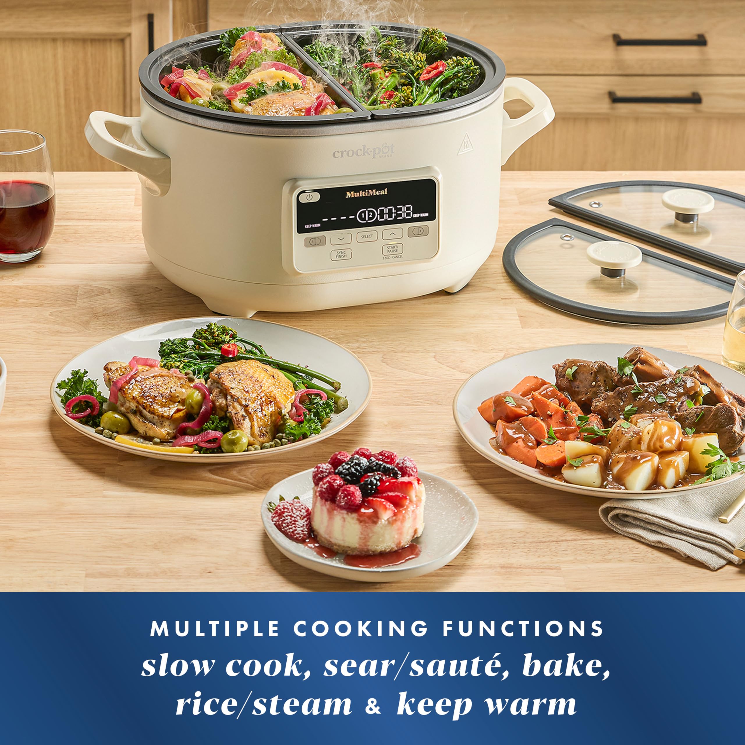 Crock-Pot MultiMeal 6-Quart Programmable Slow Cooker with Bake Function - Digital Multicooker for Stews, Soups & Oat Milk - Perfect for Family Dinners & Meal Prep