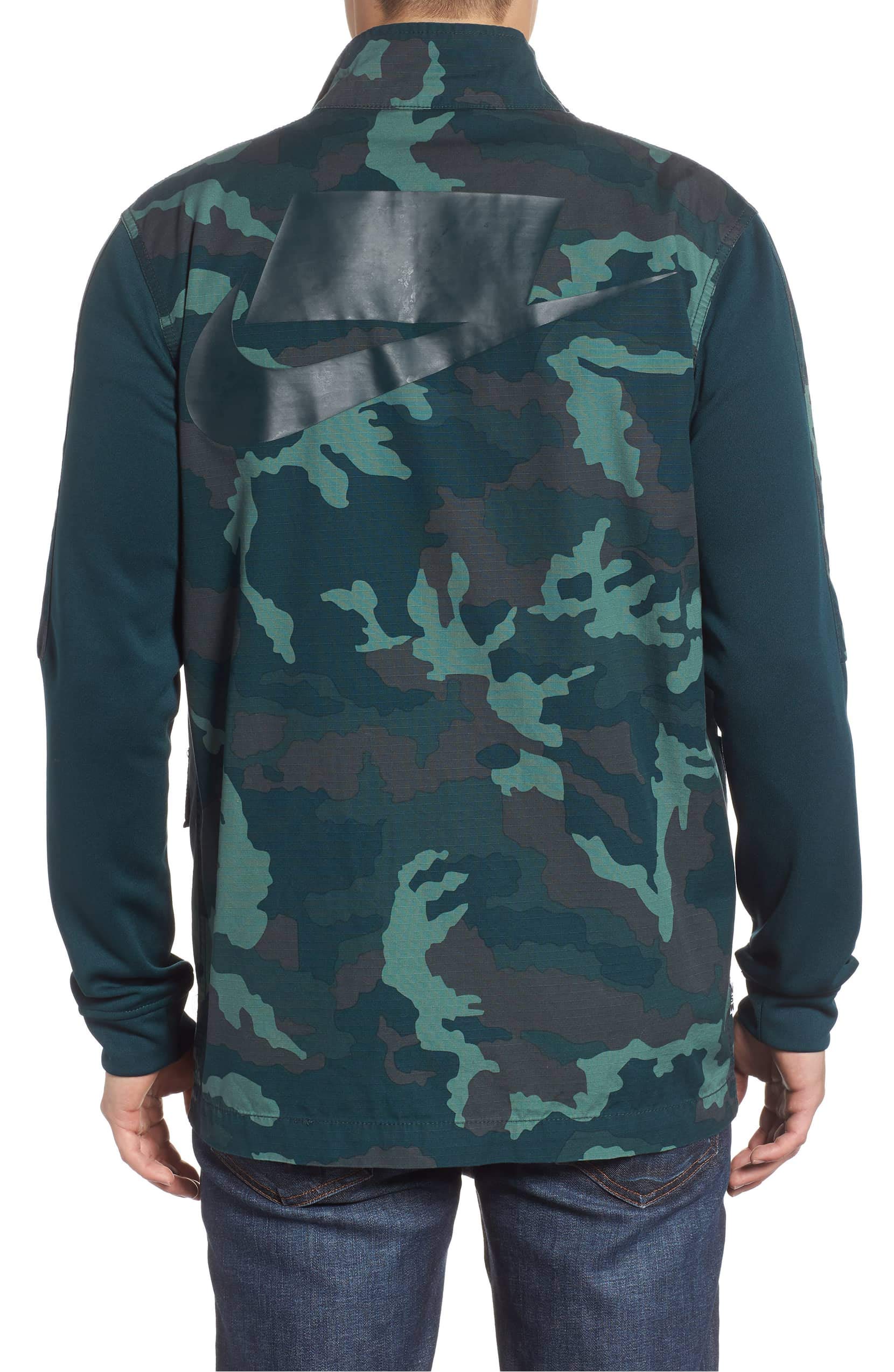 Nike Men's Camo Lightweight Field Jacket - Green, Size M/L/XL - Water-Resistant Outdoor Hunting & Hiking Jacket for Men