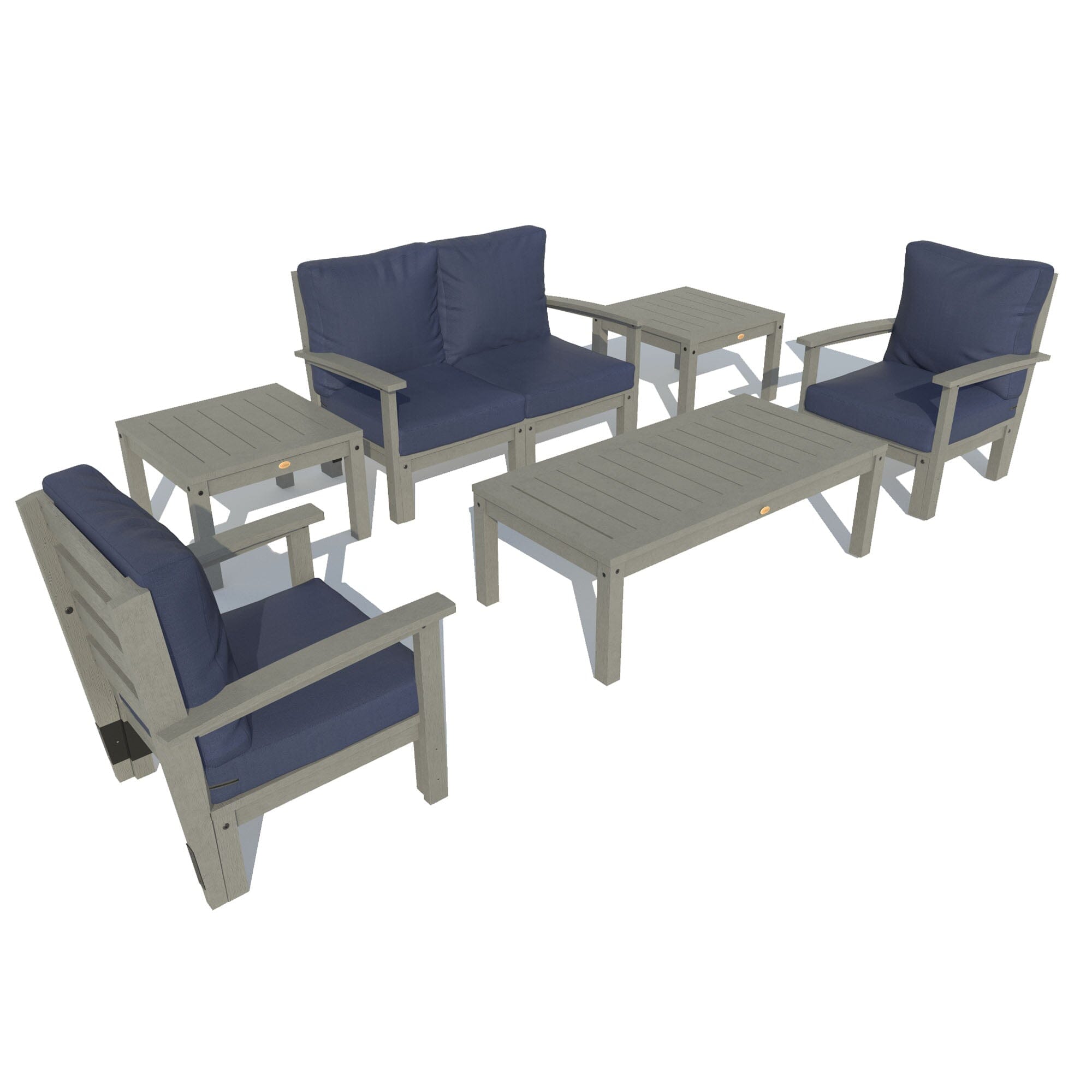 Custom Deep Seating Outdoor Furniture Set - 2-Seater Loveseat, Pair of Chairs, Coffee Table & 2 Side Tables for Patio, Garden or Poolside Relaxation