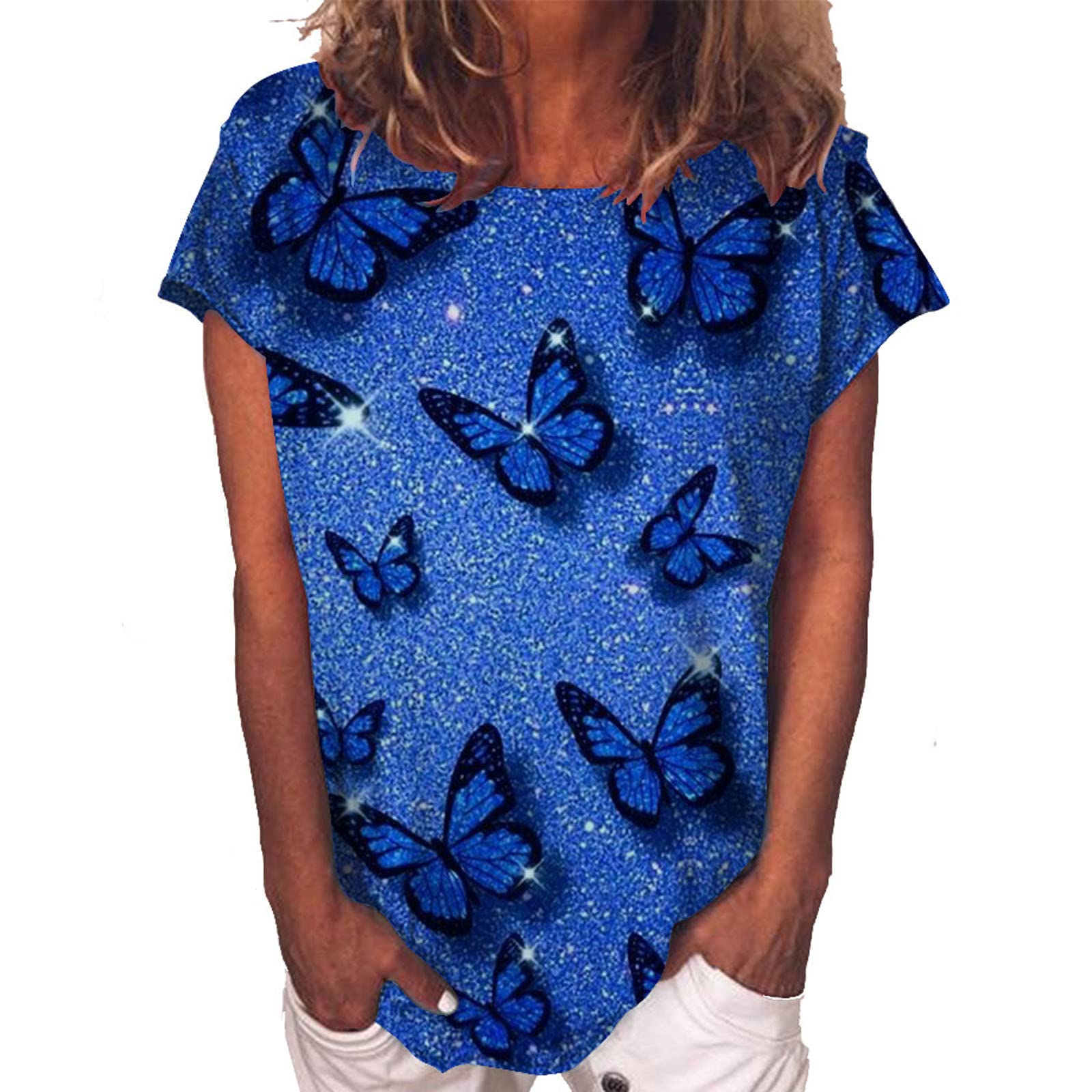 JMLPxx Women's Sunflower Printed Tunic Top - Casual Summer Short Sleeve Loose Fit Round Neck Blouse for Outings, Beach & Vacation | Flowy Boho T-Shirt for Women