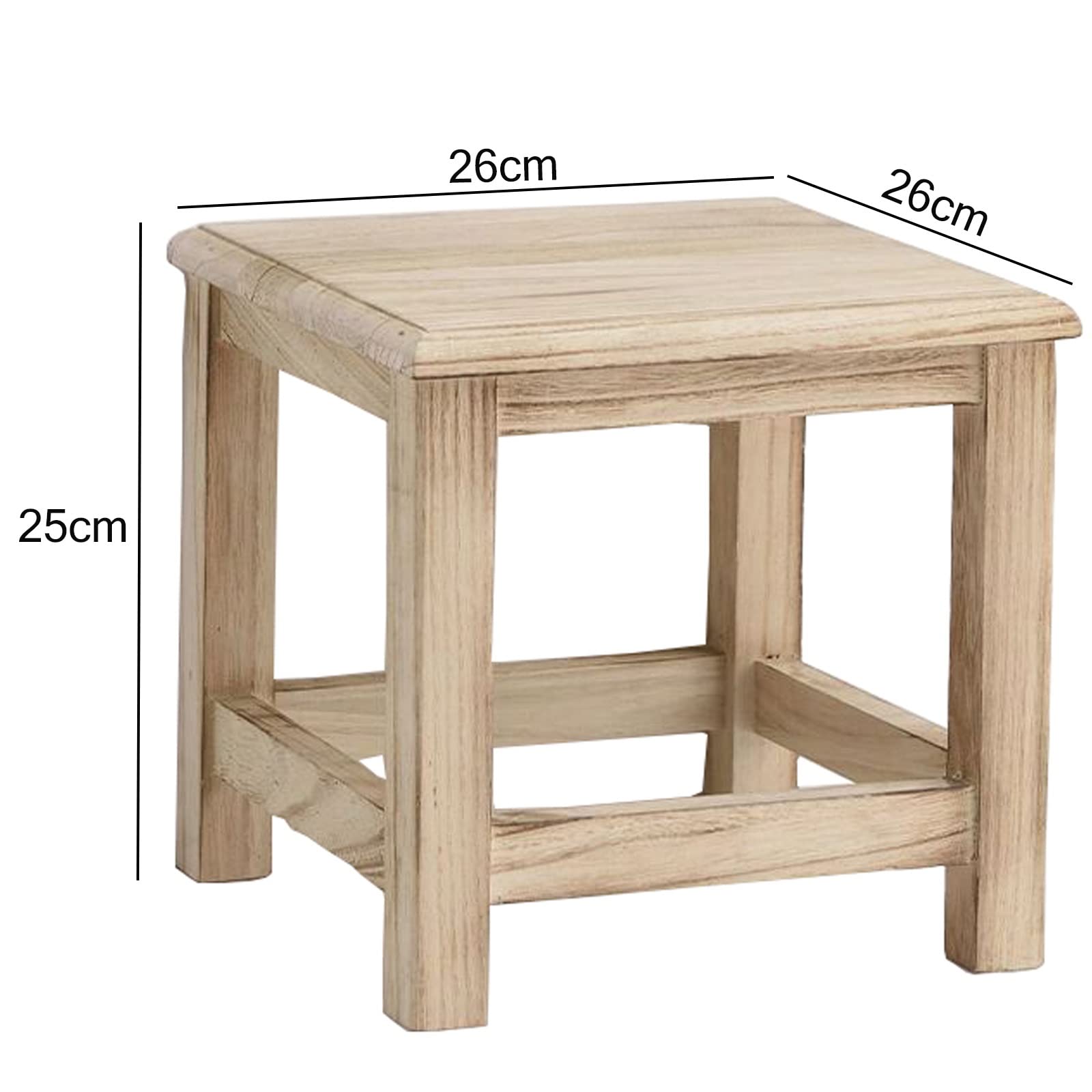 Non-Slip Waterproof Wooden Shower Stool for Elderly & Adults - Sturdy Bath Chair with Anti-Skid Feet, Multifunctional Foot Stool for Bathroom, Living Room, Bedroom & Kitchen (26x26x25cm) - Perfect for Safe Showering, Relaxing & Extra Seating