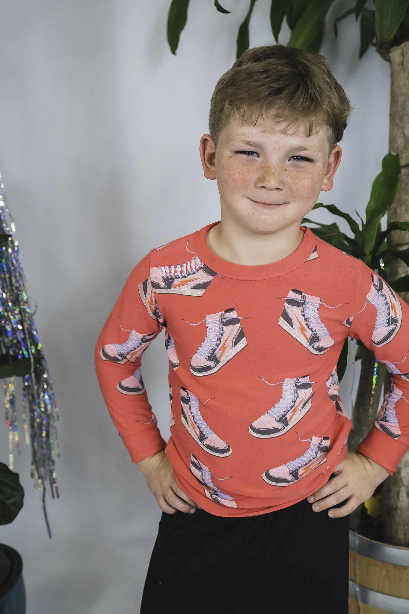 Flame Sneaker Time Crewneck Sweatshirt for Toddler Boys - Soft & Stylish Pullover for Kids - Perfect for Playdates, School & Casual Outings
