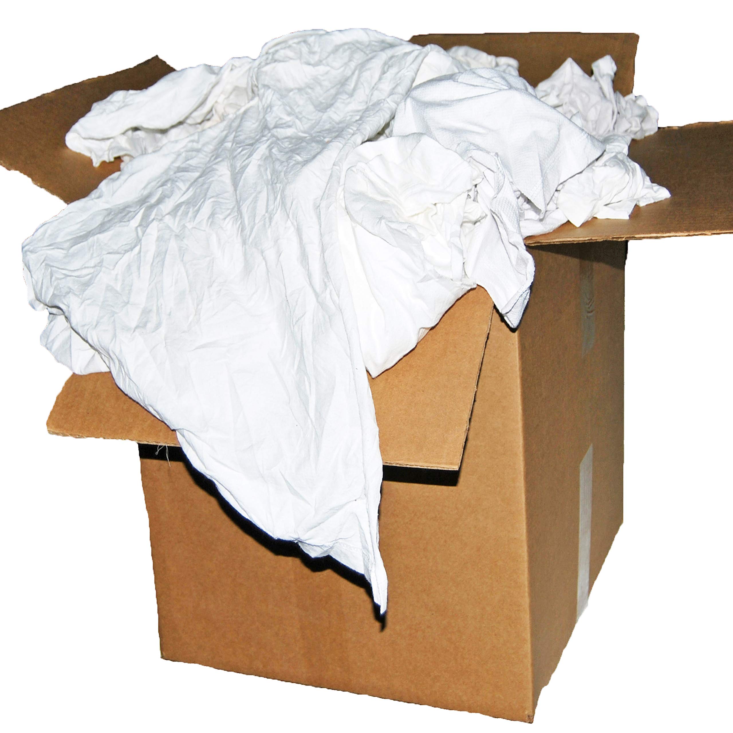 Premium White Knit Cleaning Rags - Super Absorbent Quick-Dry Cotton Cloths for Streak-Free Cleaning | Perfect for Painting, Staining, Bars, Shops, Cars & Household Use | 50 Lb Bulk Box of Multipurpose Cleaning Towels