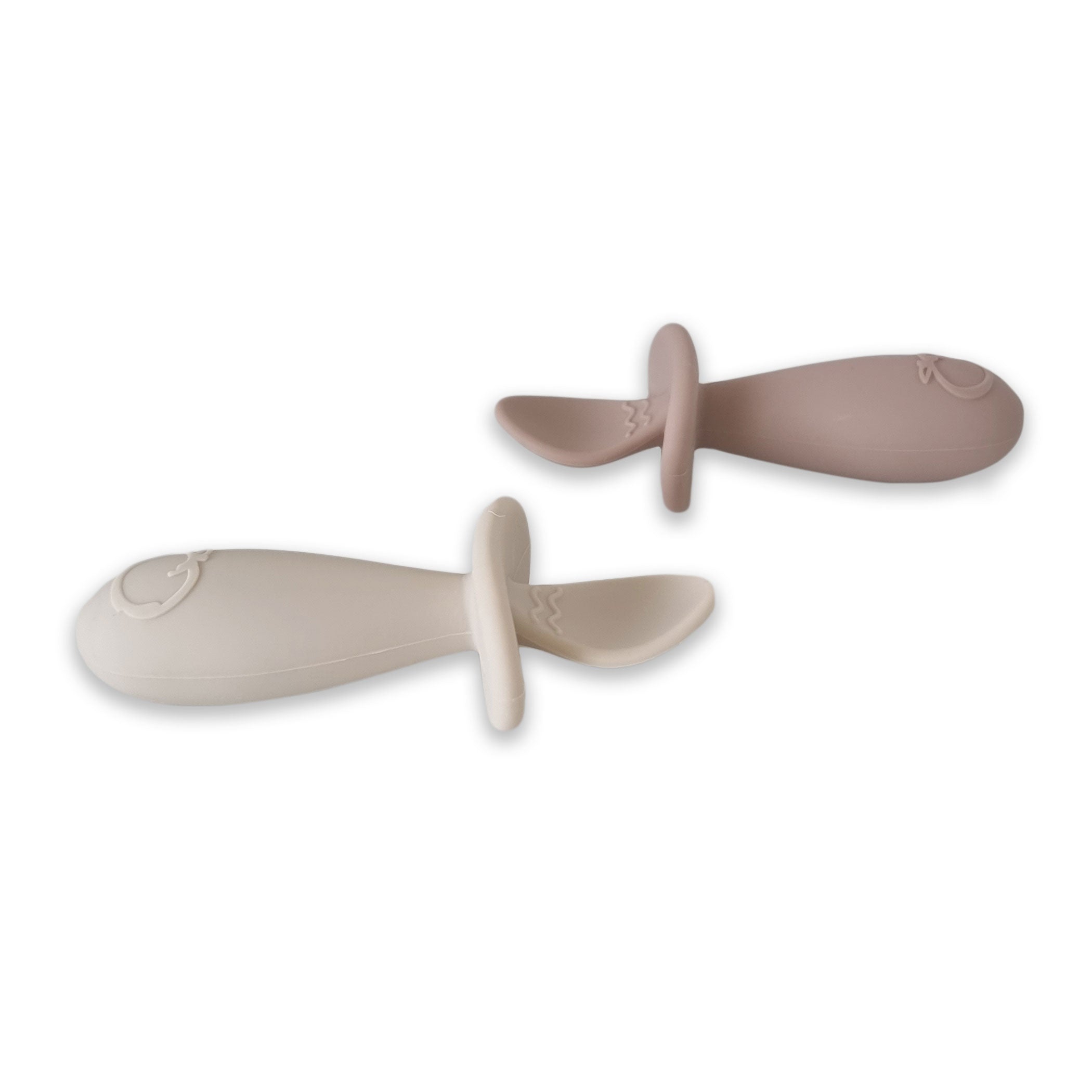 Plum Silicone Easy Grip Baby Spoons 2-Pack - Soft Infant Feeding Utensils for Toddlers | BPA-Free, Dishwasher Safe (Sand/Nutmeg Colors) - Perfect for Baby-Led Weaning & First Foods