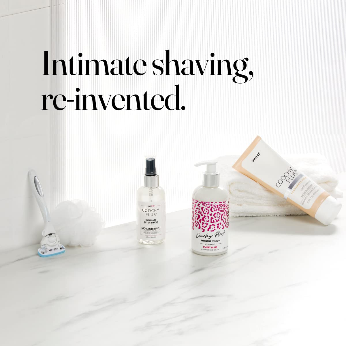 IntiMD Coochy Plus Intimate Shaving Kit for Women - Fragrance Free Razor Bump Prevention with Soothing After Shave Mist | Antioxidant Formula Prevents Razor Burns, Itching & Ingrown Hairs | Perfect for Bikini Line, Legs & Underarms Shaving