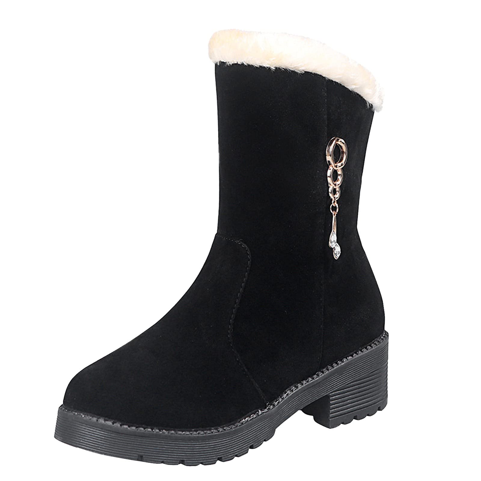 Winter Women's Short Ankle Boots - Thick Sole Snow Boots with Lace Up Design, Wedge Heel for Warmth & Style (Black, Size 9) | Perfect for Snowy Days, Outdoor Activities & Winter Fashion
