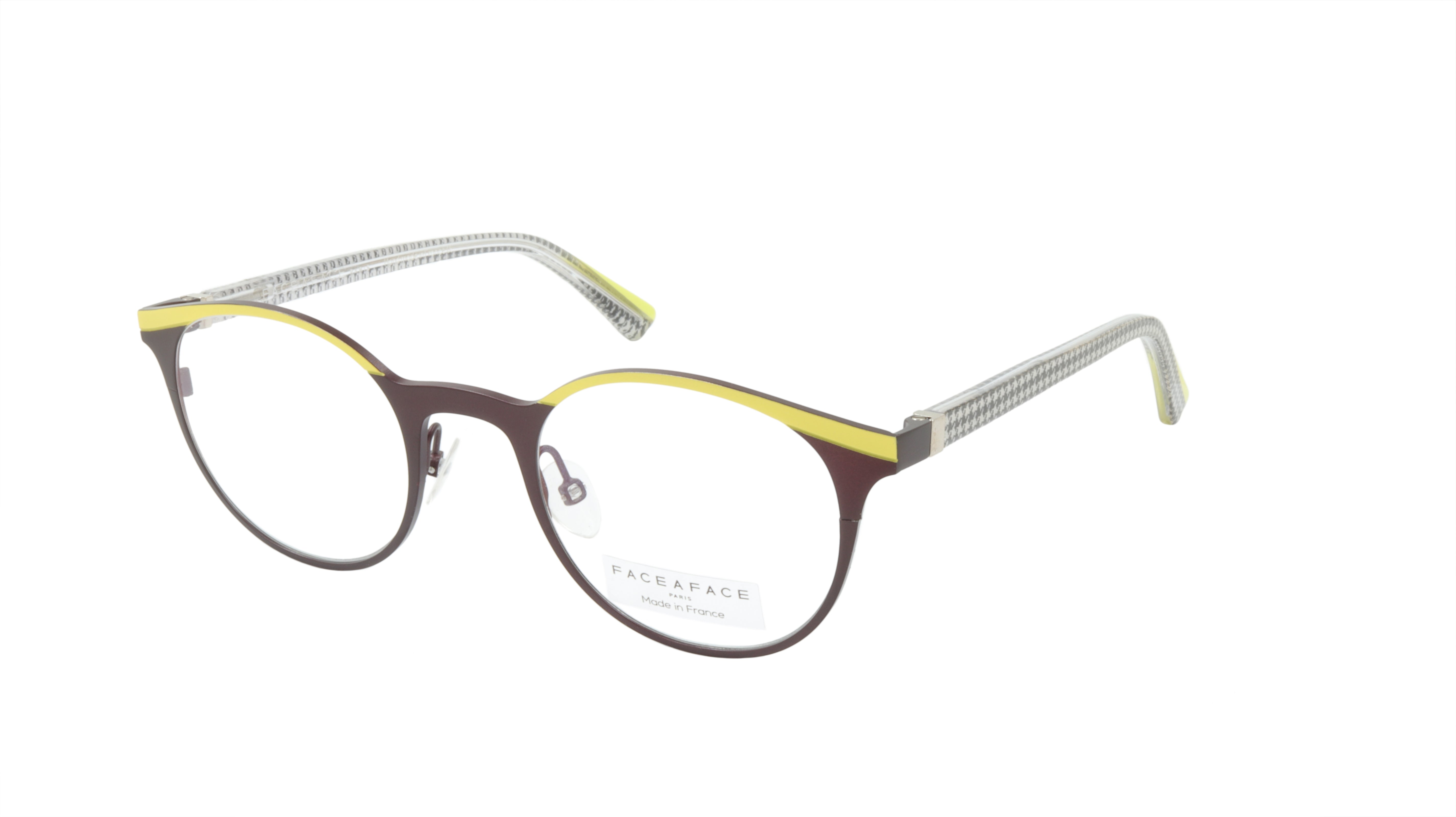 Face A Face EMMIE 2 Eyeglasses Frame - Acetate Acid Yellow & Dark Aubergine Colors | Stylish & Durable Eyewear for Women & Men | Perfect for Work, Reading & Fashion Accessories
