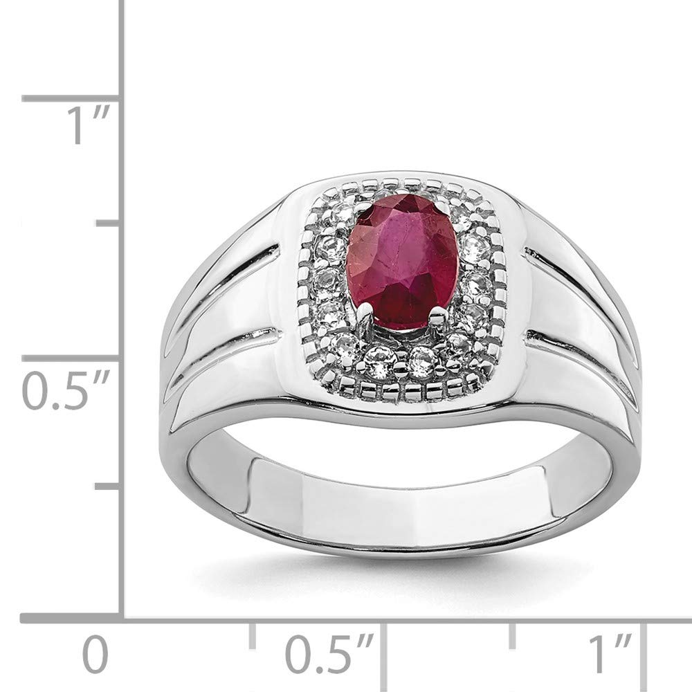 925 Sterling Silver African Ruby & White Topaz Ring for Men - Elegant Fine Jewelry Gift for Him, Wedding, Anniversary & Special Occasions