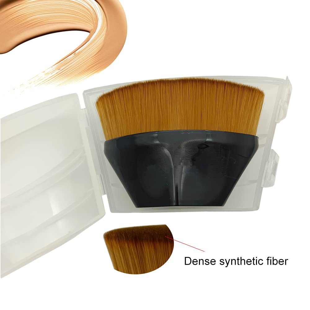 **Premium Flat Top Kabuki Foundation Brush Set with 4 Makeup Sponges - Ideal for Liquid, Cream & Powder Blending - Perfect for Flawless Makeup Application at Home or On-the-Go**
